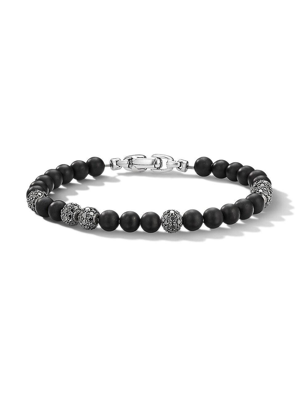 Mens Spiritual Beads Bracelet in Sterling Silver Product Image