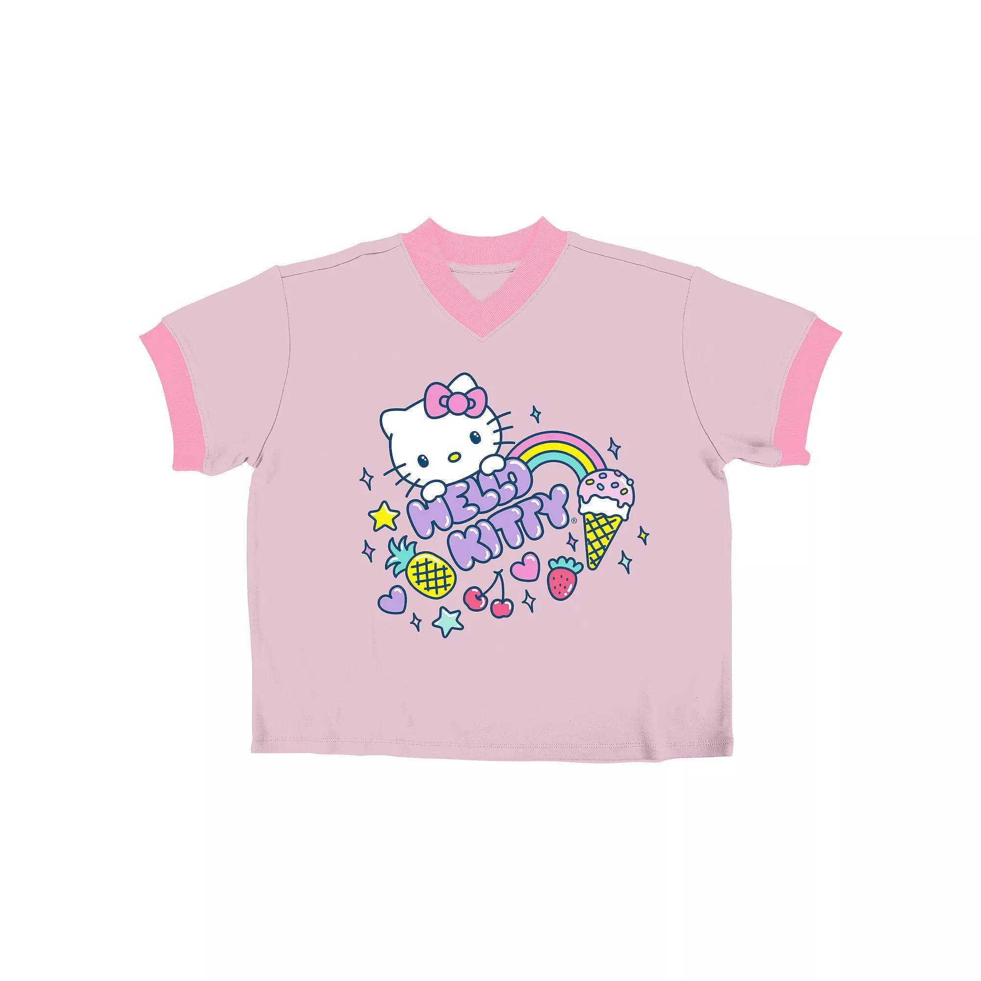 Juniors' Hello Kitty Rainbow Hearts Baby Graphic Tee, Women's, Size: Medium, Pink Product Image