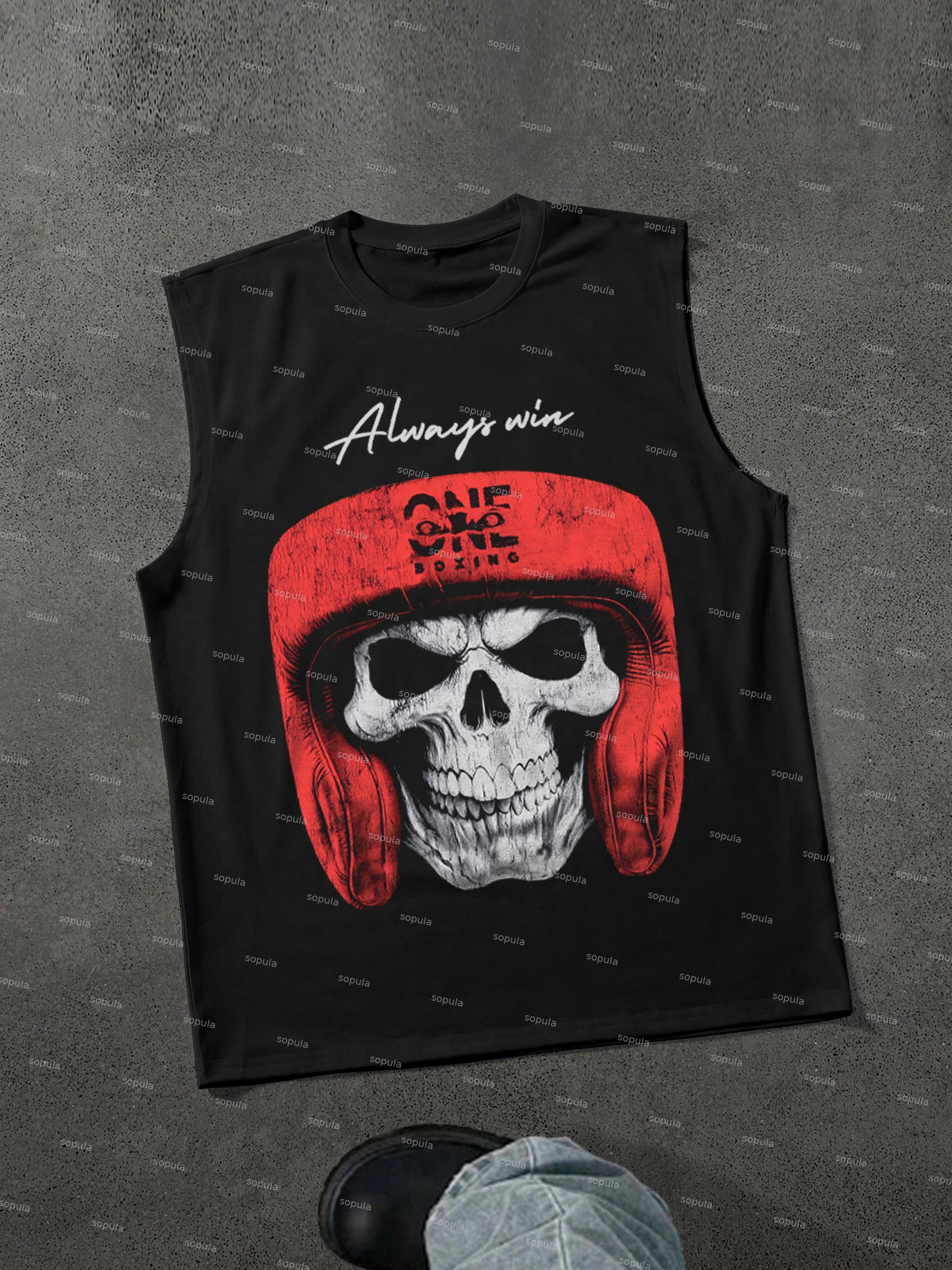 Big Head Skull Boxing Graphic Tank Top Product Image