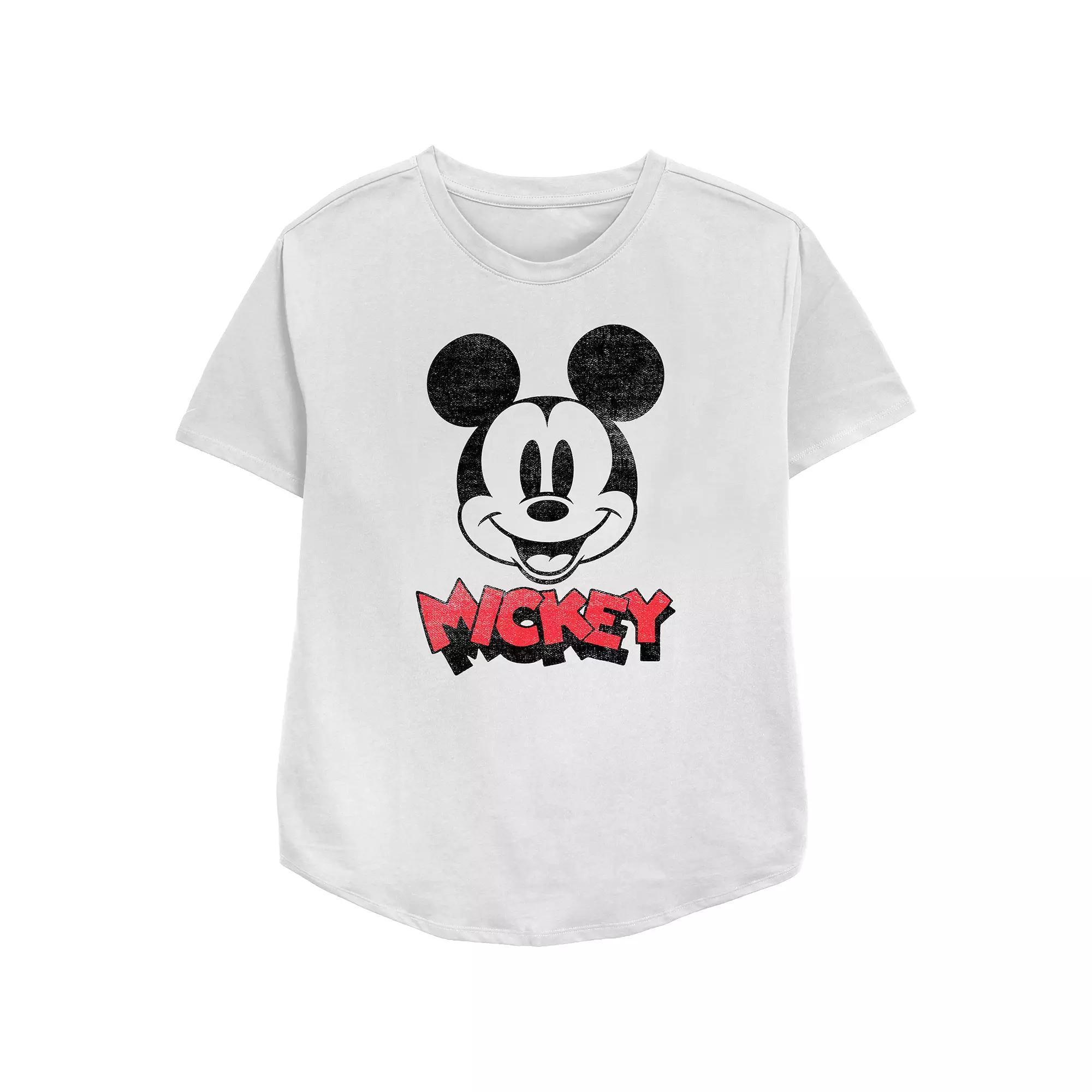 Disney's Mickey Mouse Women's Big Face Logo Relaxed Fit Graphic Tee, Girl's, Size: Medium, White Product Image