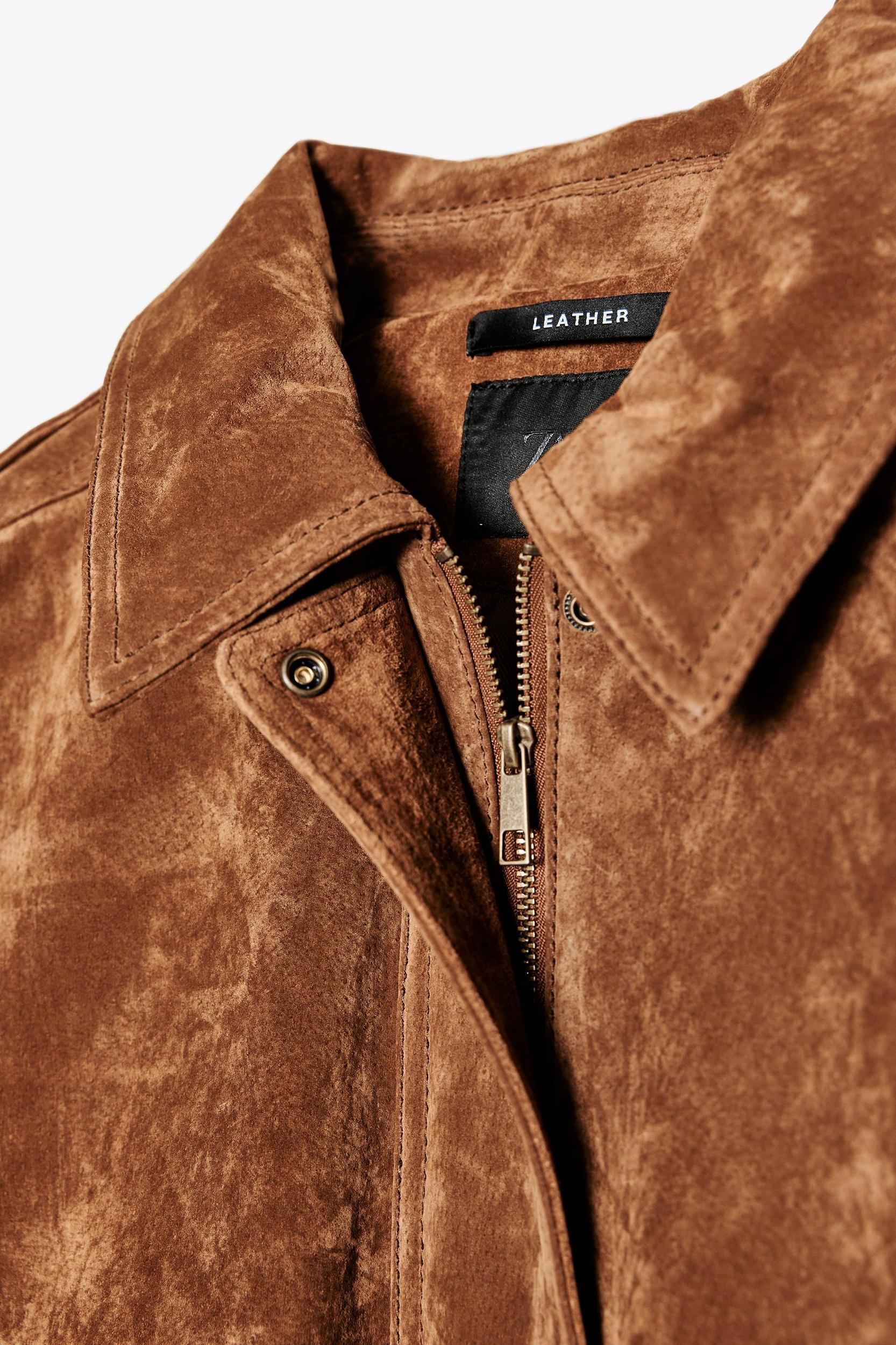 100% SUEDE BOMBER JACKET WITH POCKETS Product Image
