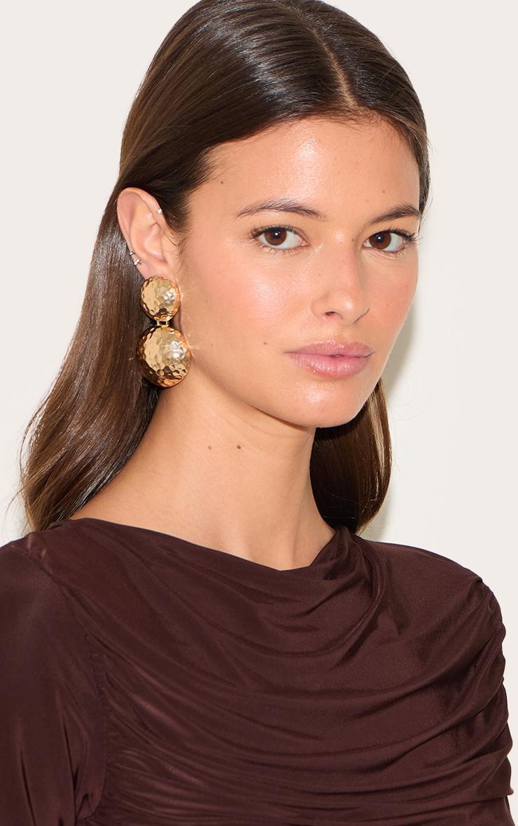 Gold Texture Statement Earrings Product Image