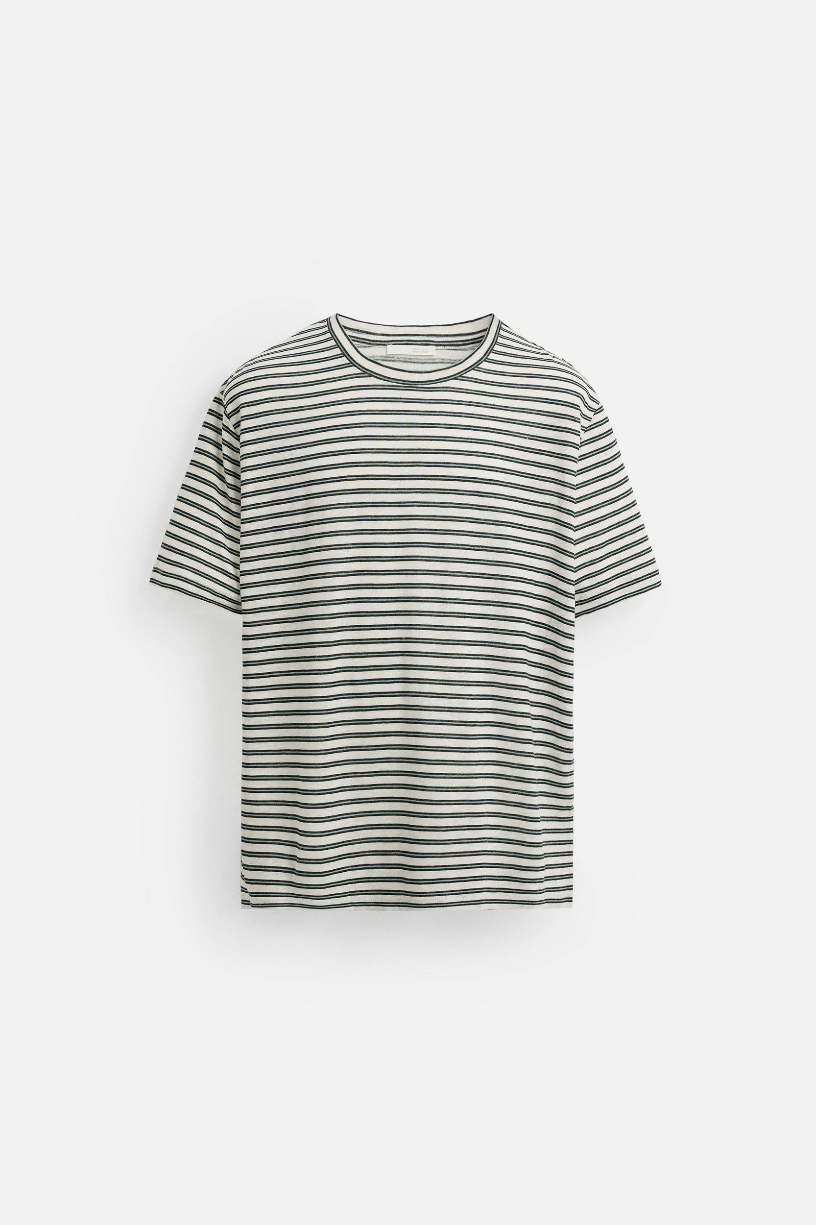 STRIPED LINEN BLEND T-SHIRT Product Image