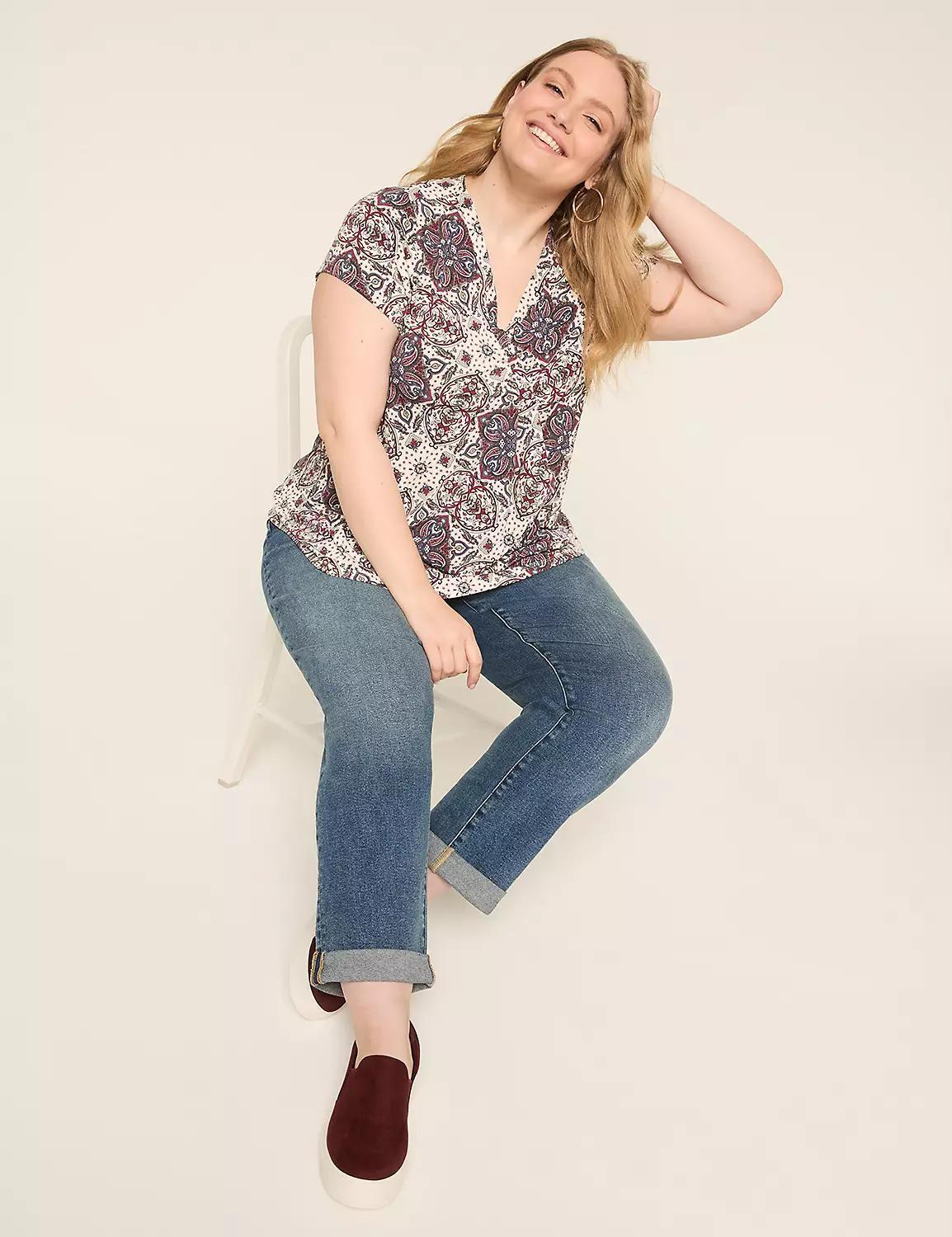 Cap-Sleeve Pleat-Front Top Product Image