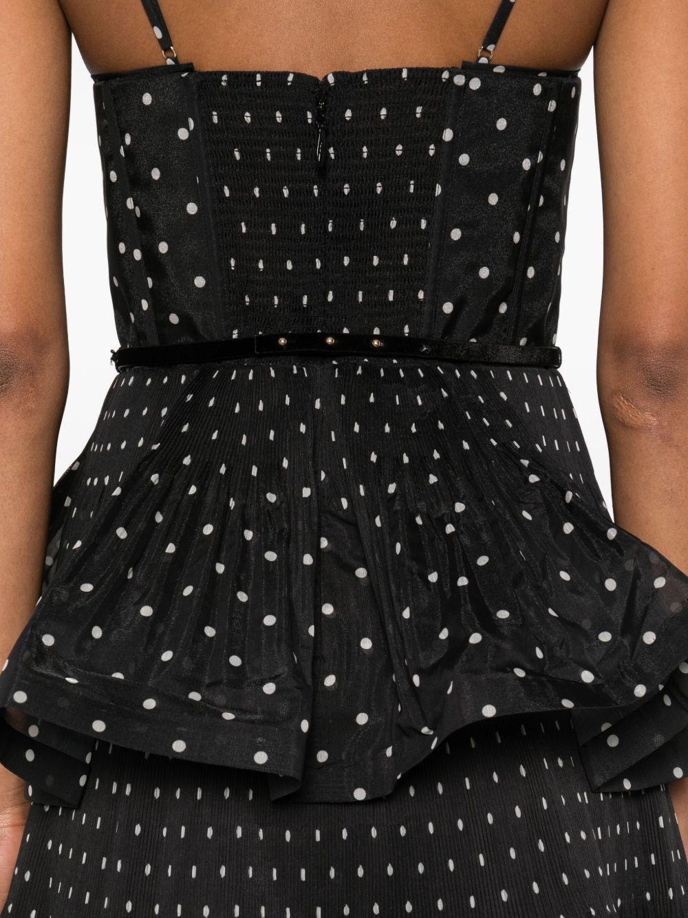 pleated polka-dot midi dress Product Image