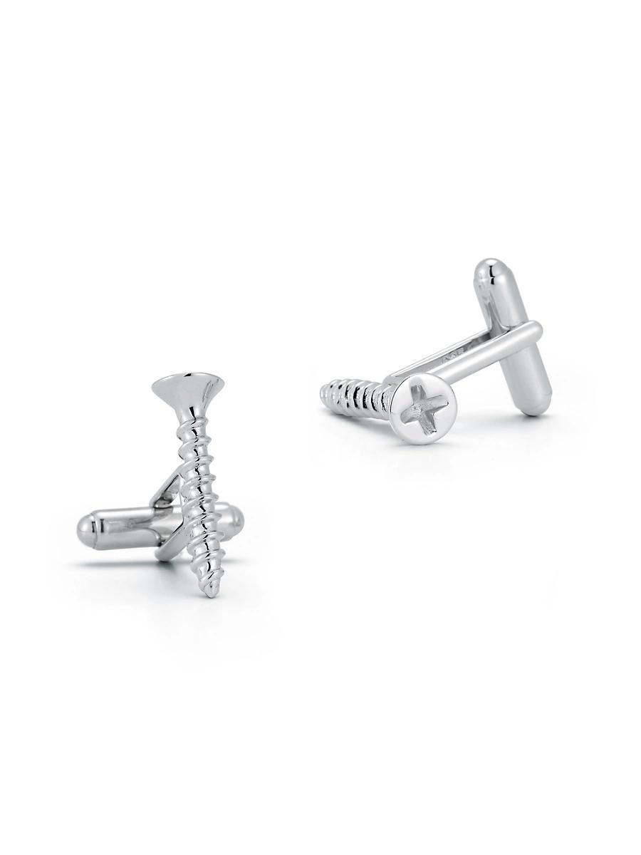 Mens All That Works Screw Sterling Silver Cufflinks Product Image