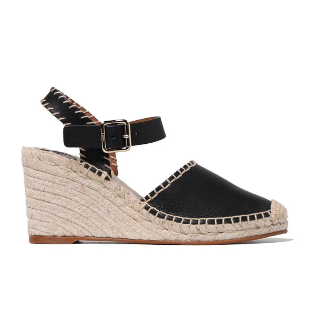 CHLOÉ Lucinda Leather Wedge Espadrille Sandals In Black Product Image