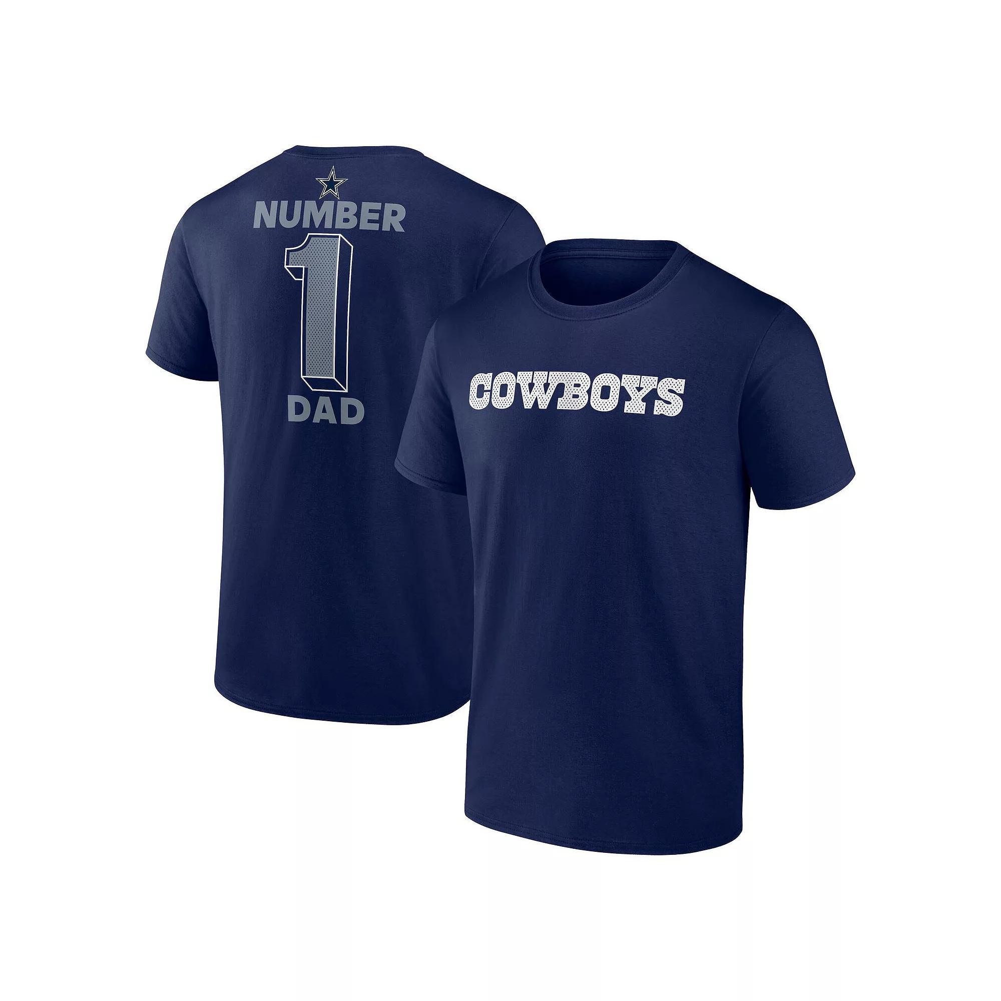Men's Fanatics  Navy Dallas Cowboys Number 1 Dad T-Shirt, Size: Medium, Blue Product Image