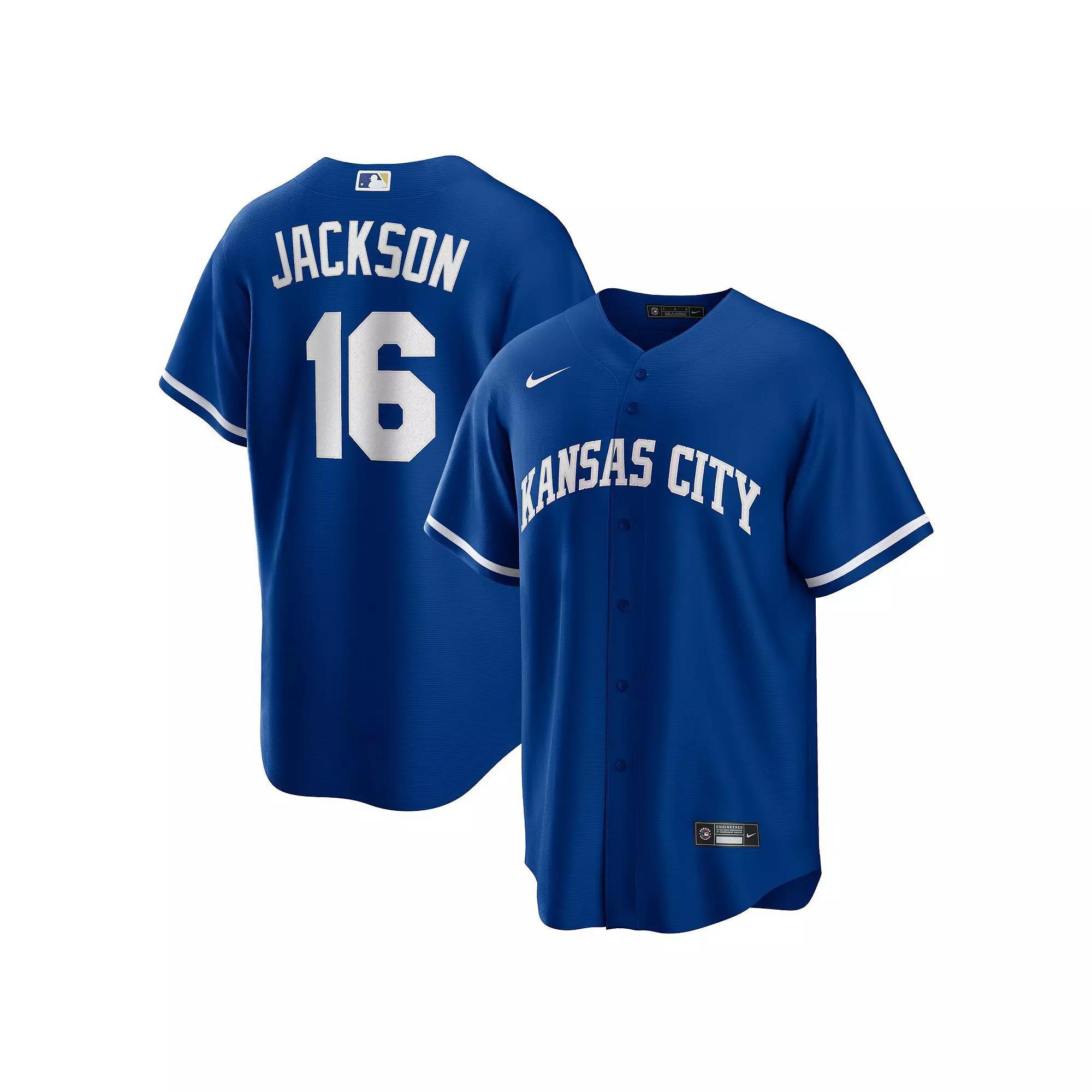 Men's Nike Bo Jackson Royal Kansas City Royals Alternate Cooperstown Collection Replica Player Jersey, Size: 2XL, Blue Product Image