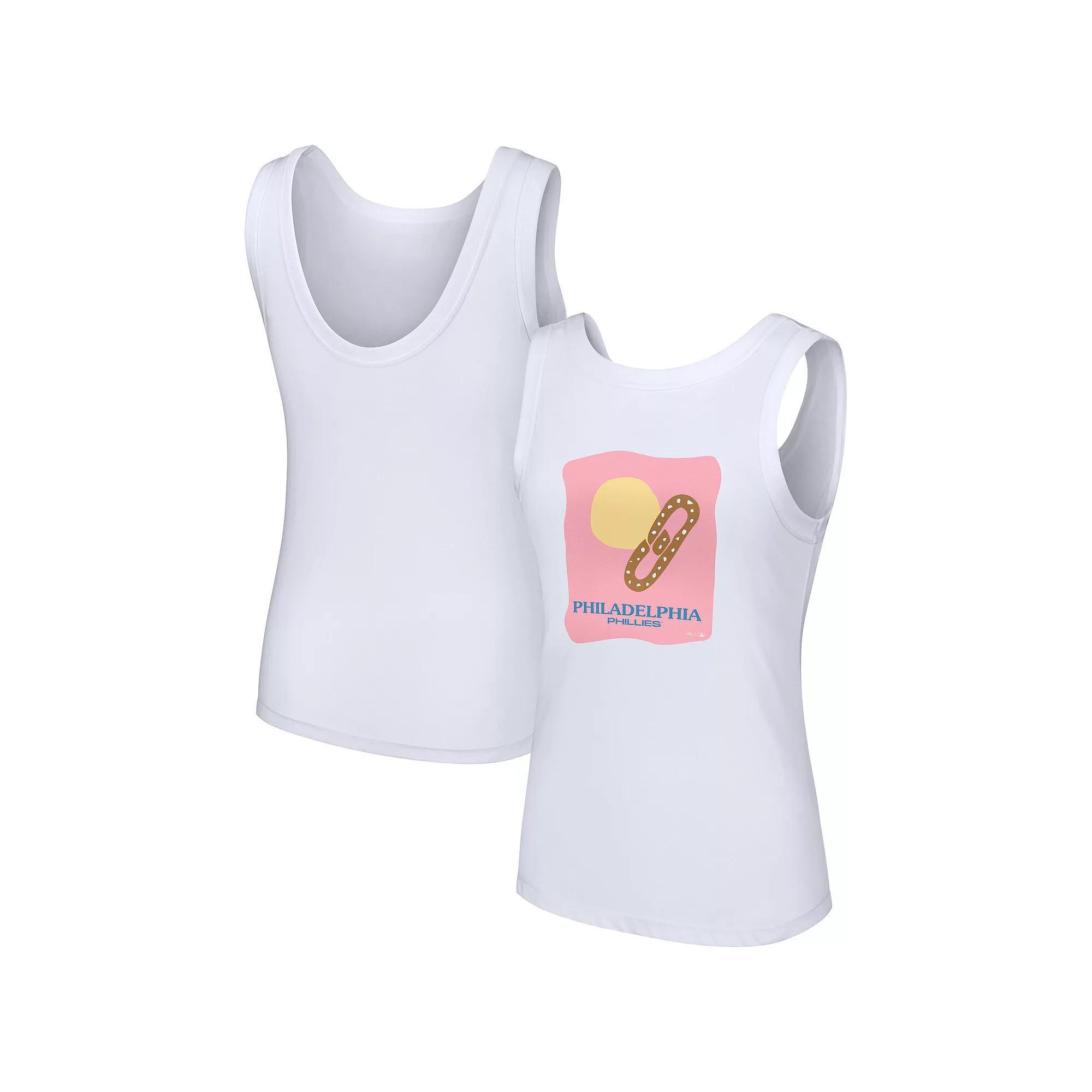 Women's Lusso Style  White Los Angeles Dodgers Lindy Tank Top, Size: Small Product Image