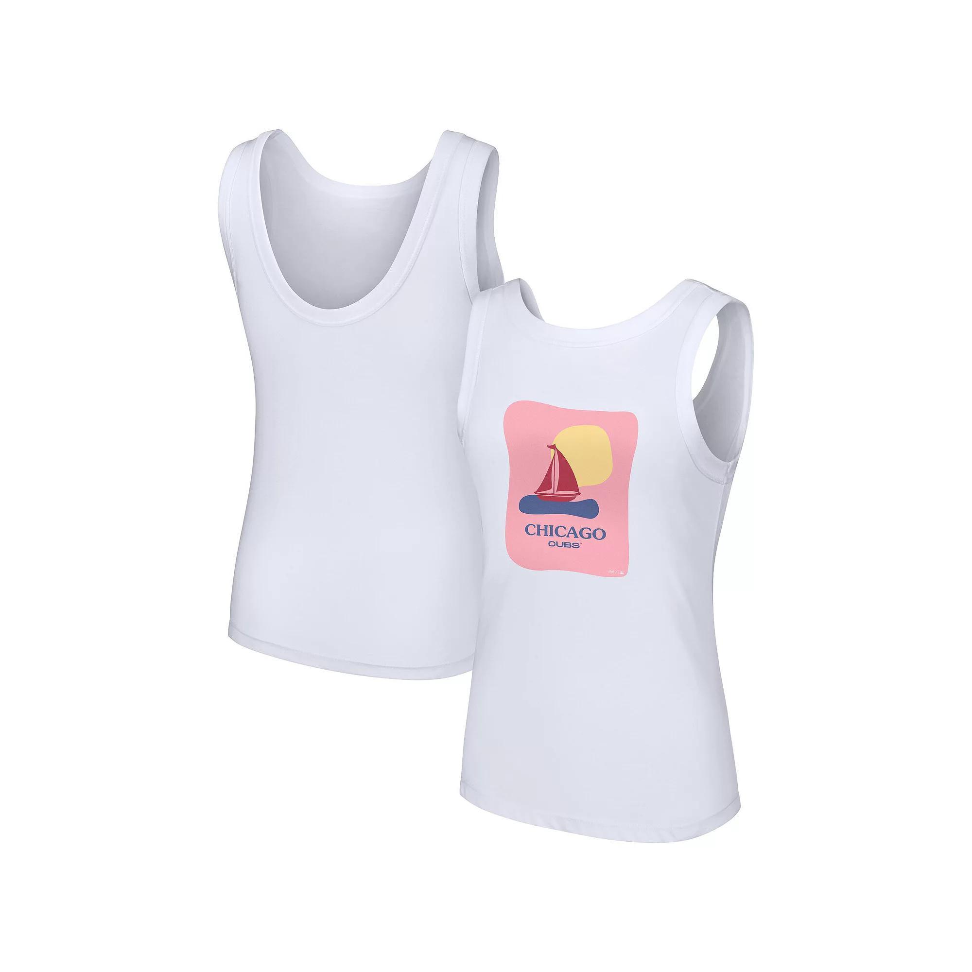 Women's Lusso Style White Chicago Cubs Lindy Tank Top,  Product Image