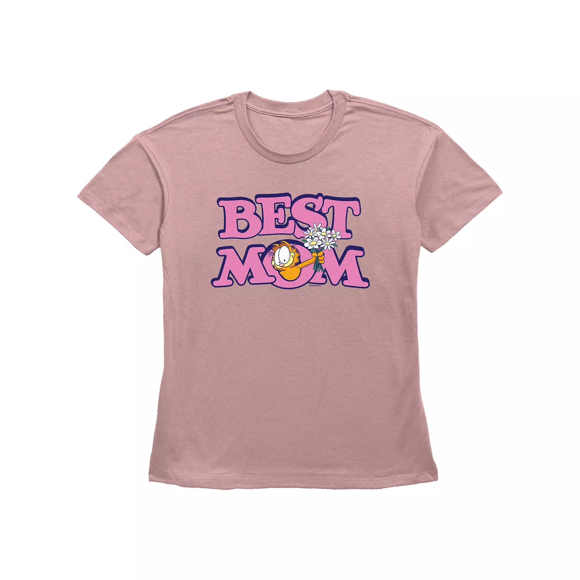 Women's Garfield Best Mom Basic Fit Graphic Tee, Size: Large, Desert Pink Product Image