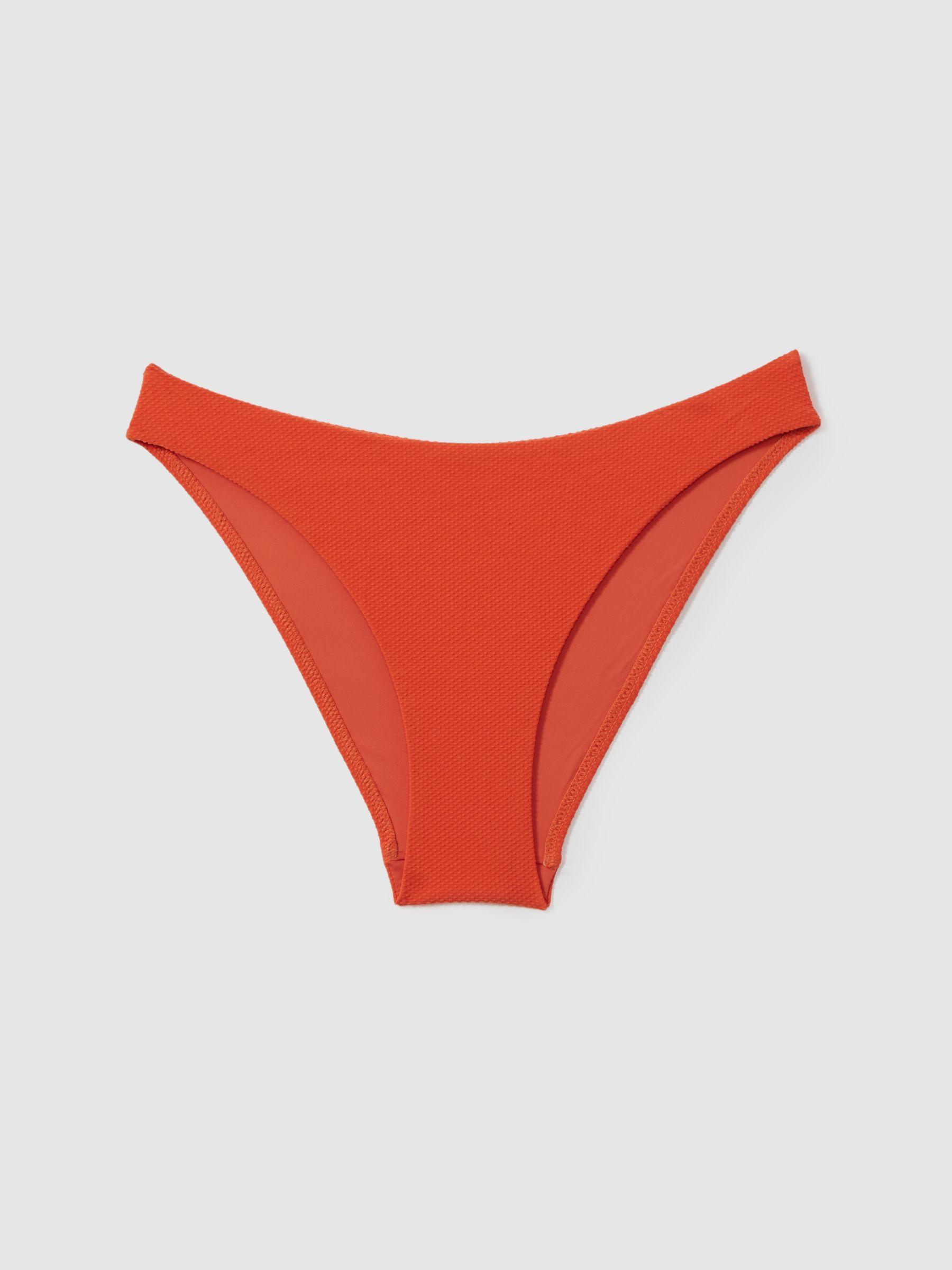 Textured High Rise Bikini Bottoms in Orange Product Image