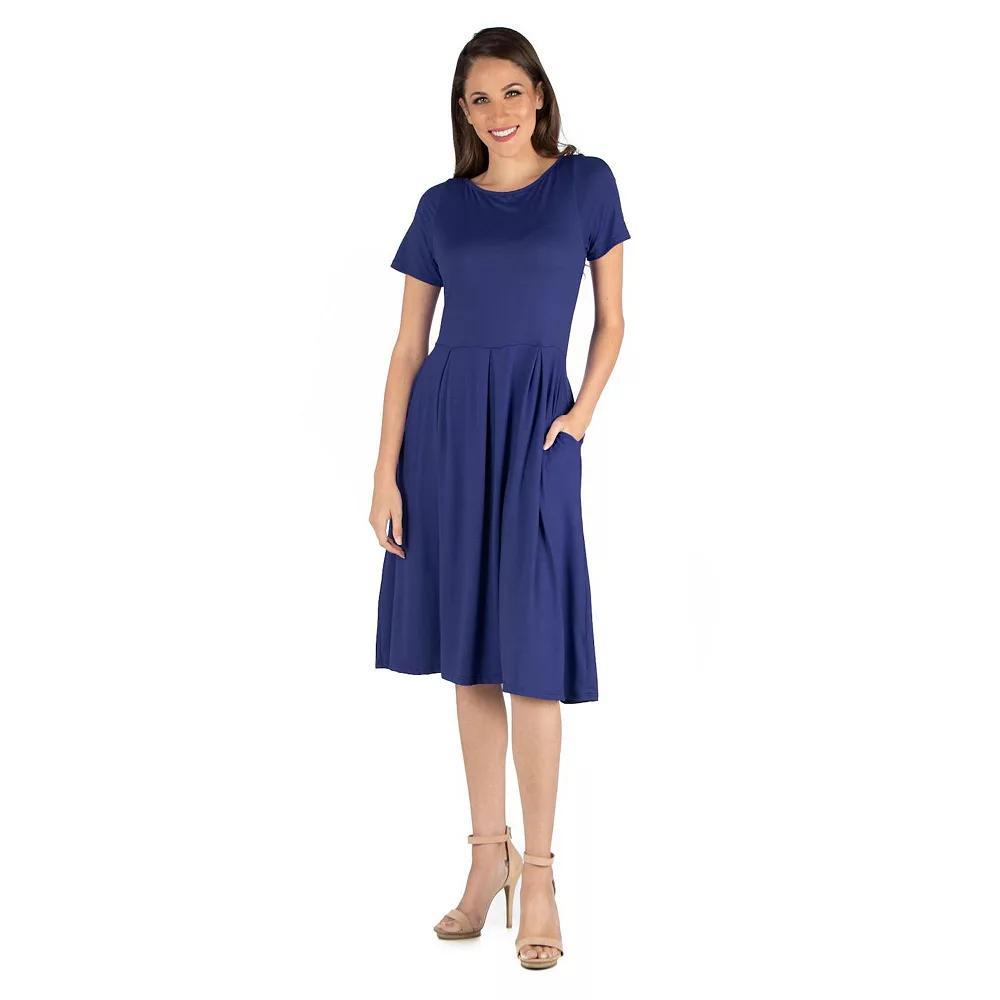 Women's 24seven Comfort Apparel Short Sleeve Midi Dress with Pockets,  Product Image
