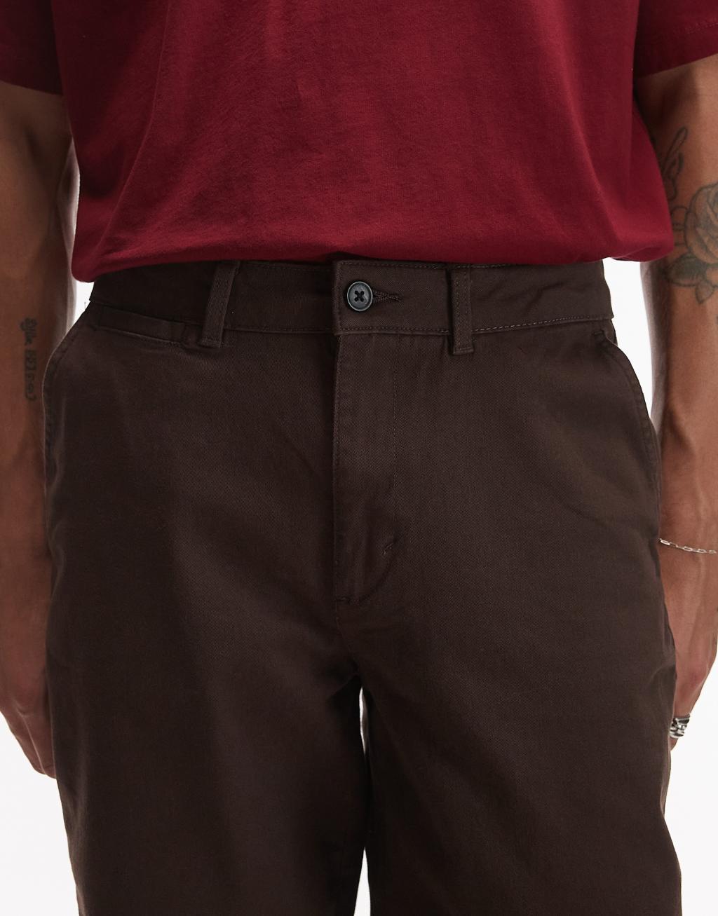 Topman slim chino pants in brown Product Image