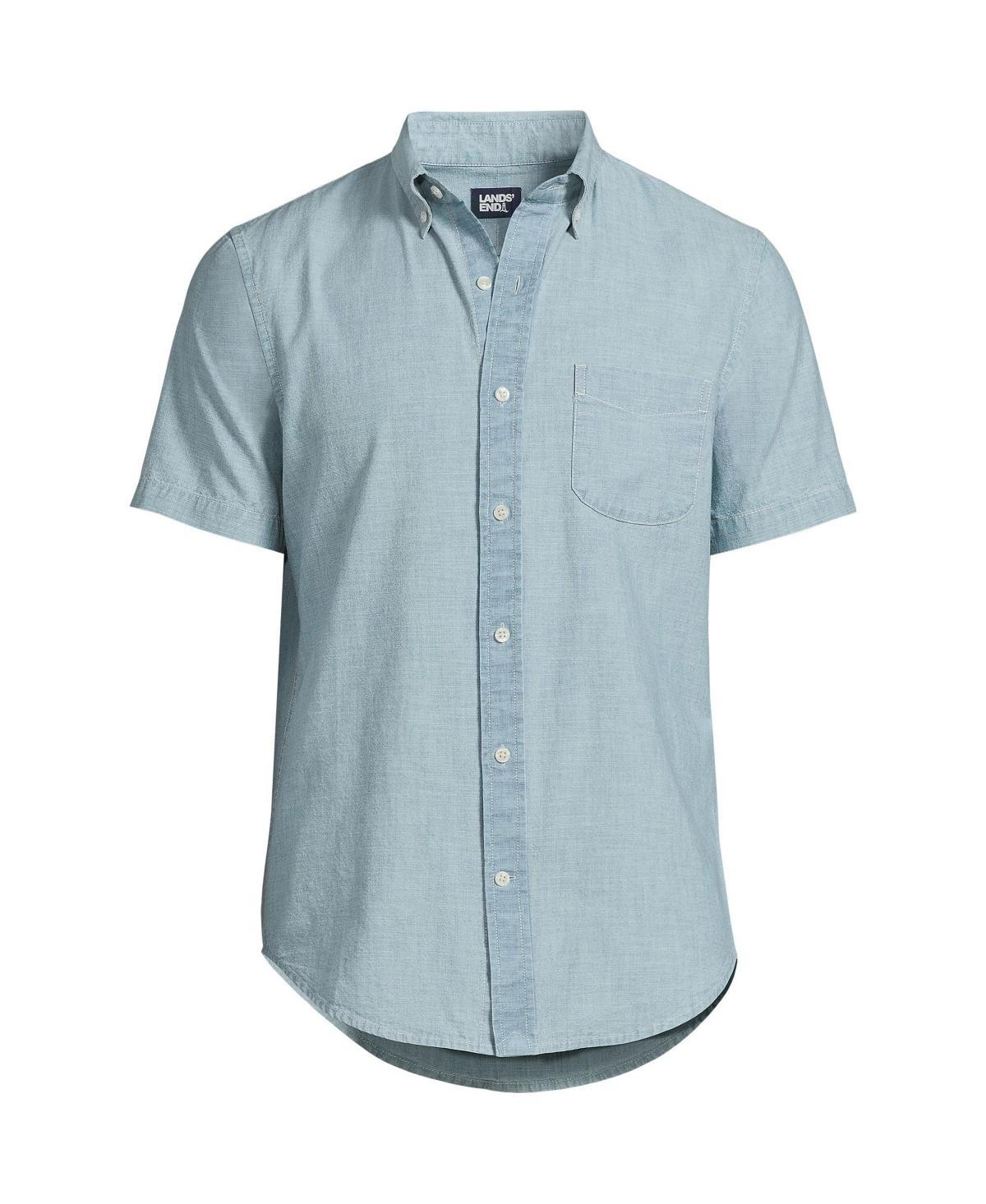 Big & Tall Lands End Traditional Fit Chambray Shirt, Mens Dark Blue Product Image