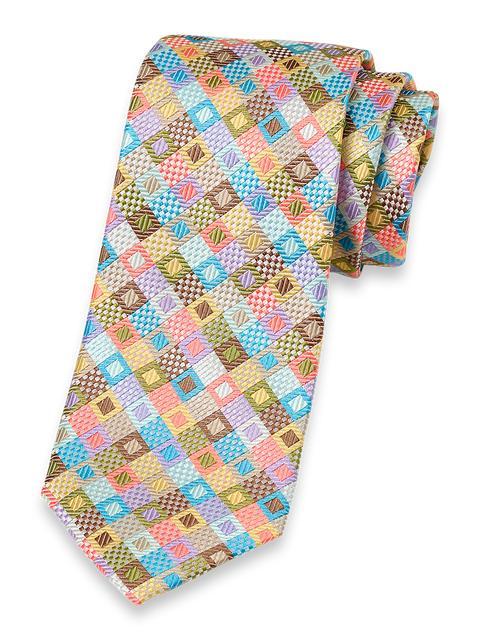 Geometric Woven Silk Tie - Multi Product Image