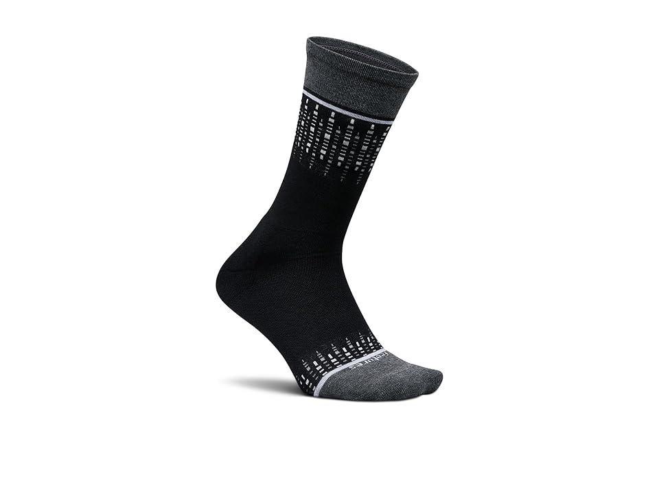 Feetures Men's Max Cushion Crew (Relaxed Stripe Charcoal) Men's Crew Cut Socks Shoes Product Image