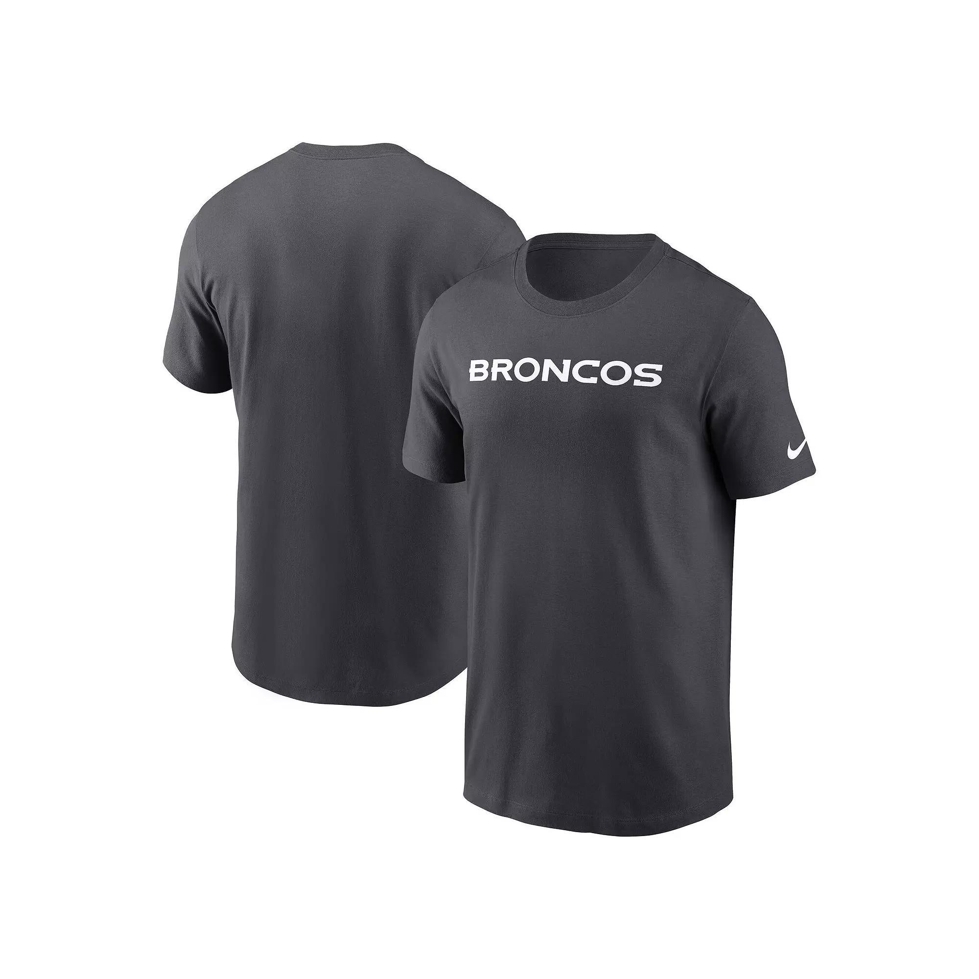Men's Nike Anthracite Denver Broncos Primetime Wordmark Essential T-Shirt,  Product Image