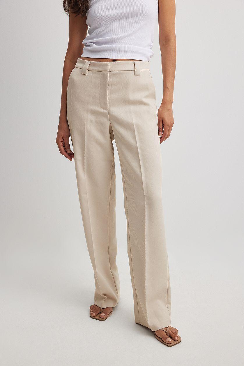 Straight Mid Waist Twill Suit Pants Product Image