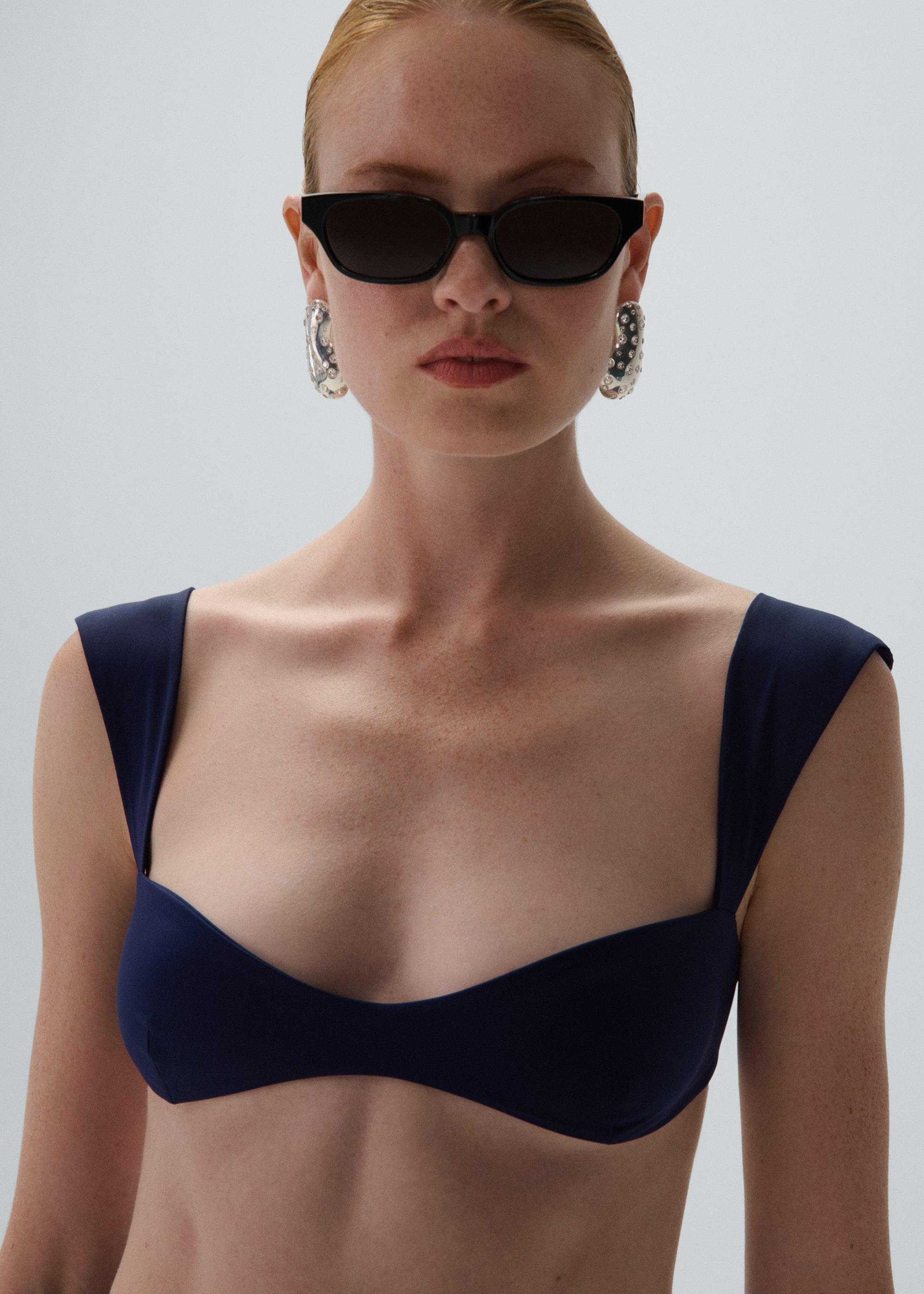 Retro bustier swim top in navy Product Image