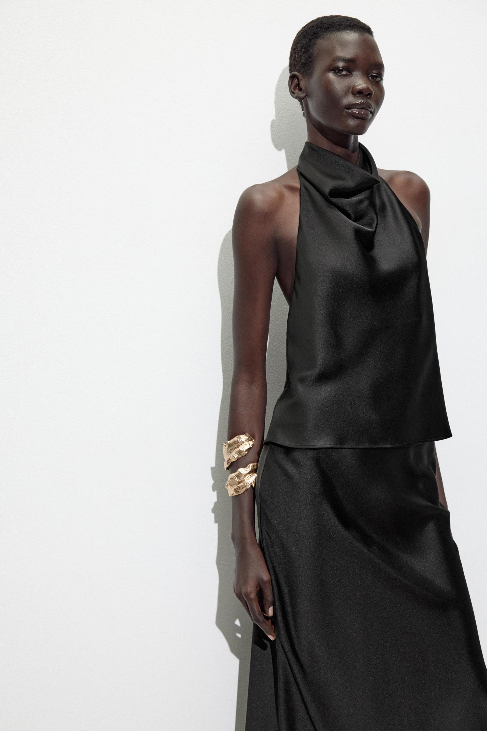 SATIN EFFECT HALTER TOP Product Image