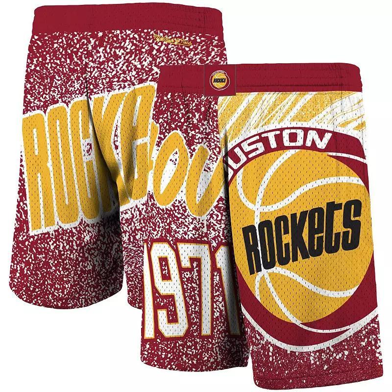 Mens Mitchell & Ness Houston Rockets Hardwood Classics Jumbotron Sublimated Shorts Product Image