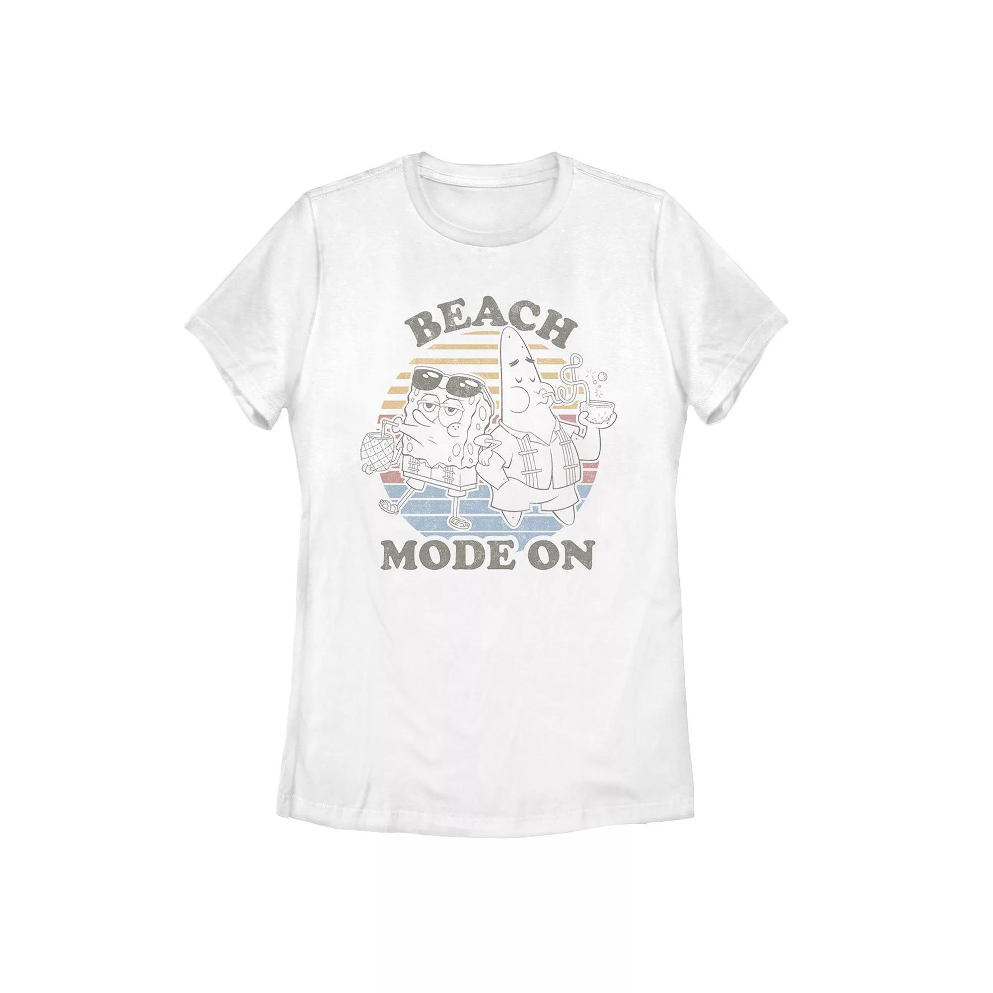 Men's Spongebob Squarepants Beach Mode On Faded Retro Tee,  Product Image