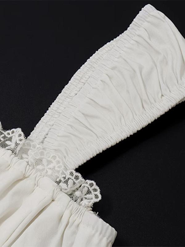 Square Neck Lace Splice Tie Front Tank Top Product Image