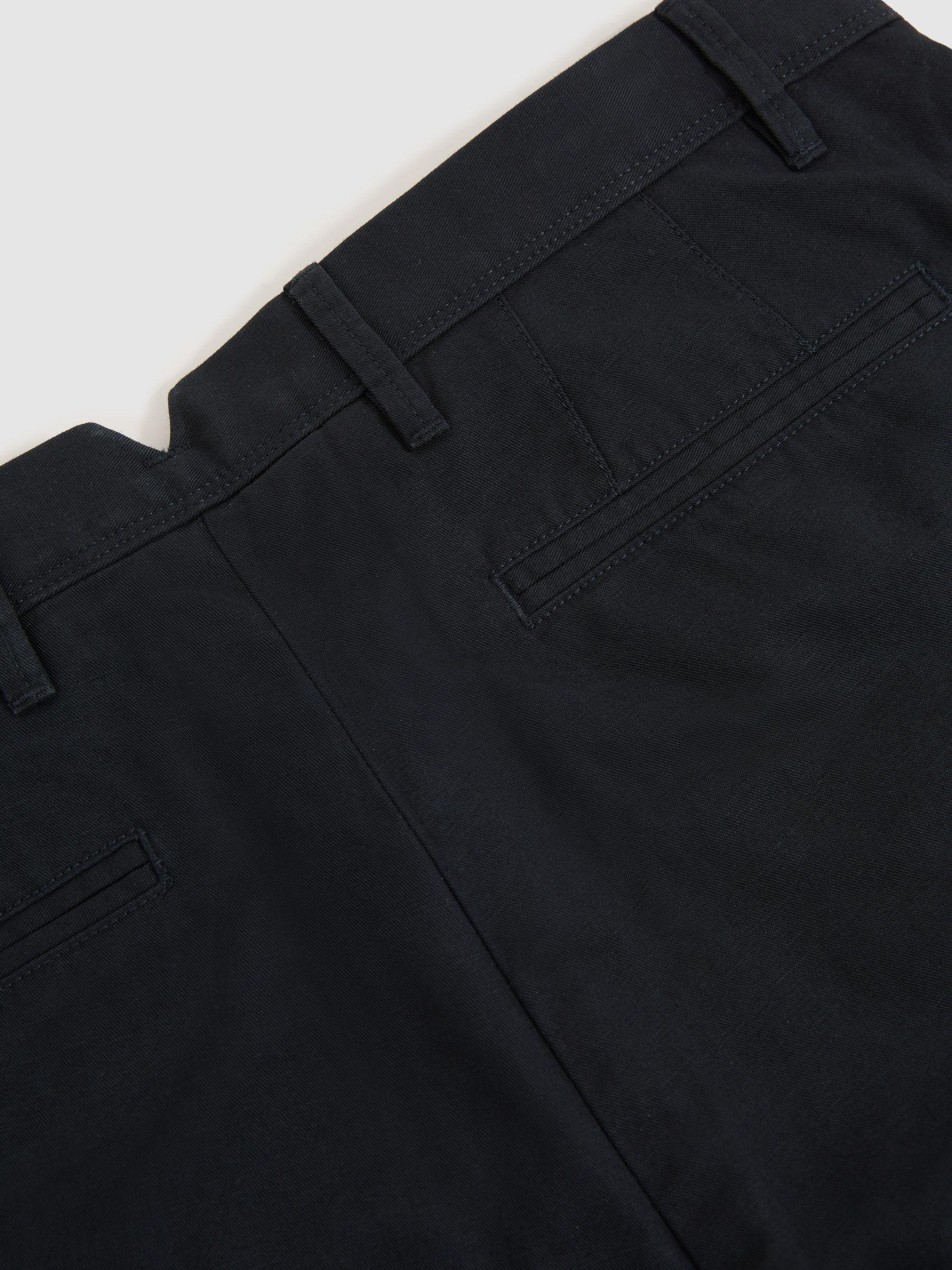 Cotton-Linen Relaxed-Fit Trousers in Navy Product Image