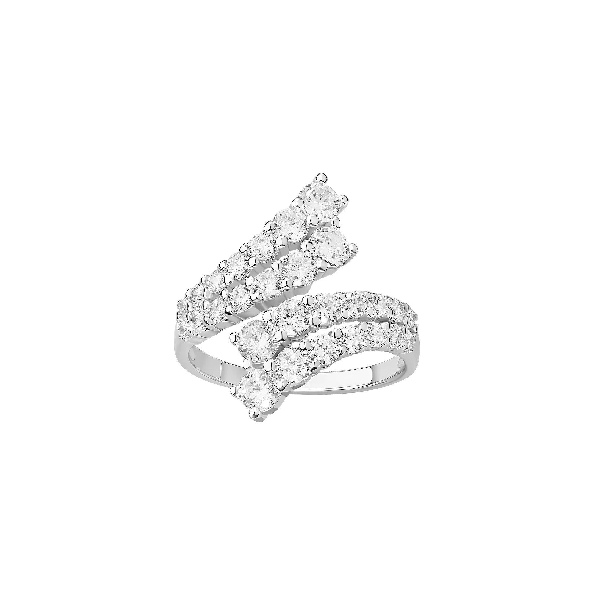 PRIMROSE Sterling Silver Cubic Zirconia Graduated Bypass Ring, Women's, Size: 9 Product Image