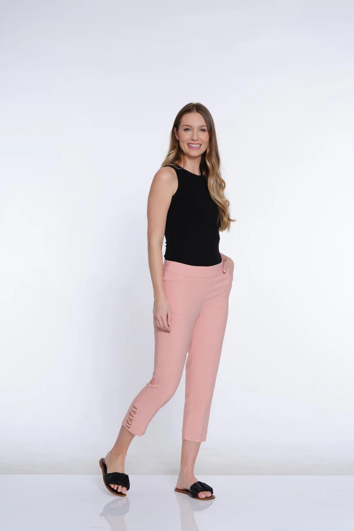 Twill Crop Pant with Zig-Zag Strap Hem Product Image