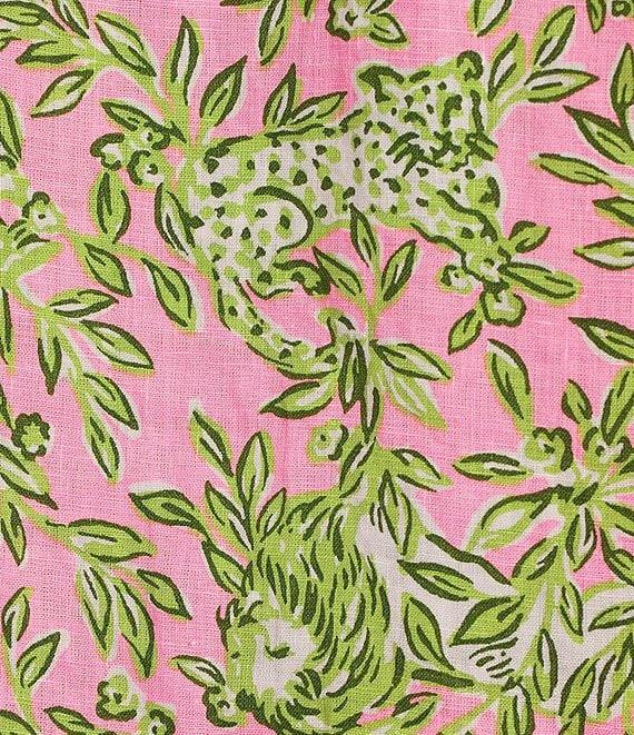 Lilly Pulitzer Sea View Woven Linen Printed Point Collar Long Sleeve Button Down Blouse Product Image