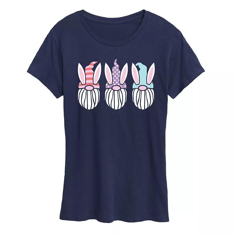 Womens Easter Gnome Faces Graphic Tee Blue Product Image