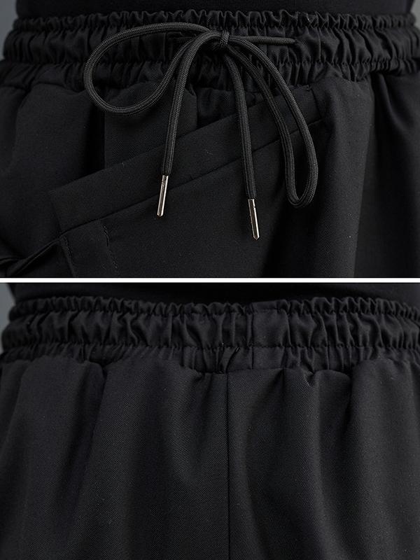 Wide Leg Loose Drawstring Solid Color Casual Pants Bottoms Culotte Product Image