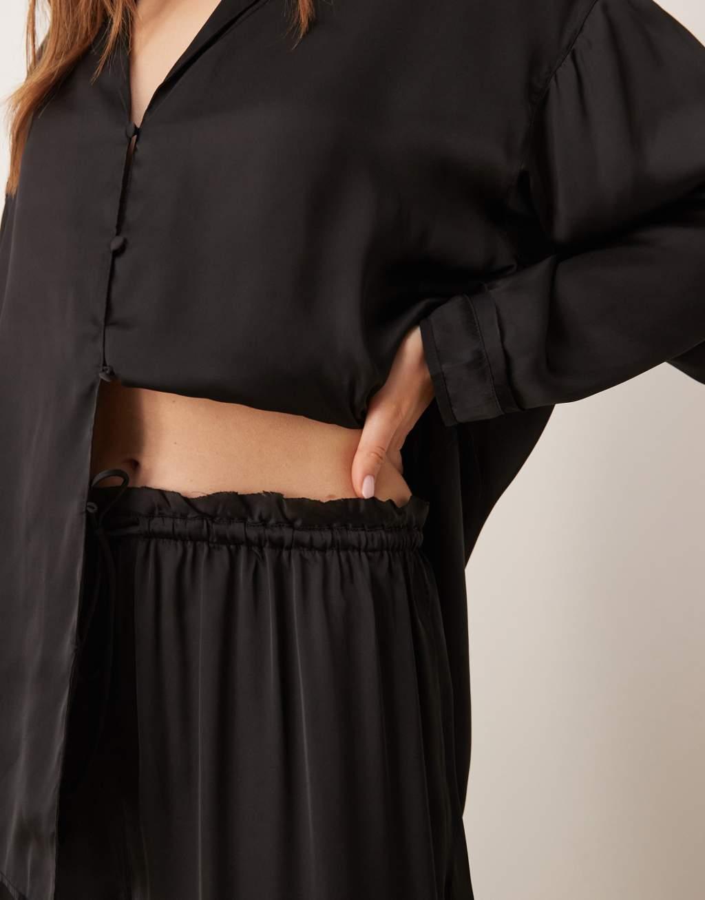 Free People satin pajama set in slate Product Image