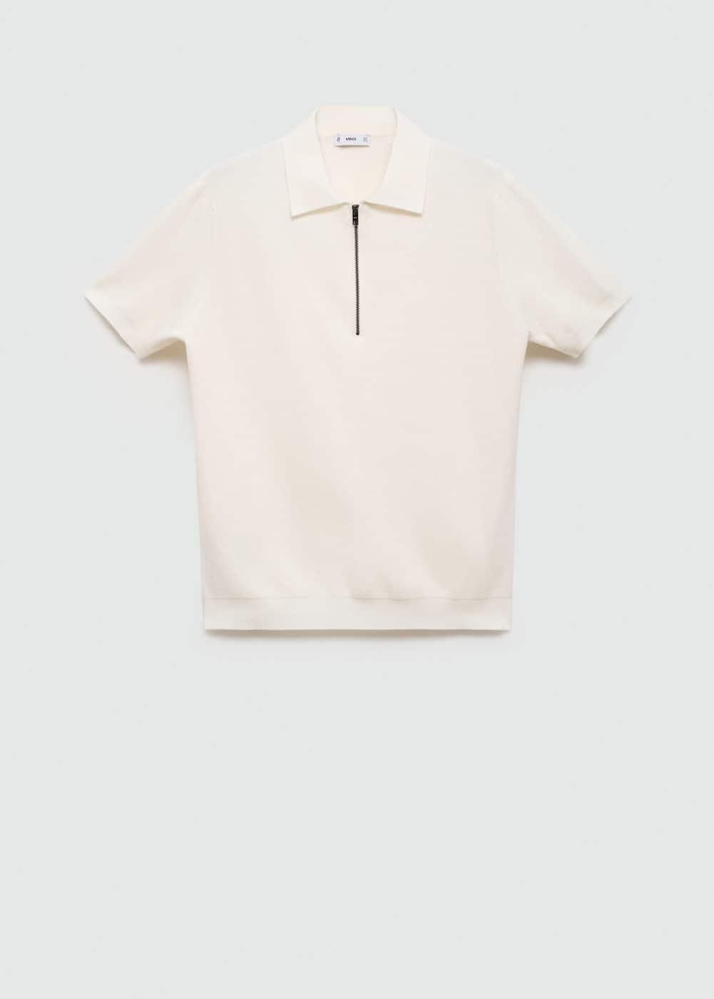 Knitted polo shirt with zip - Men | MANGO USA Product Image