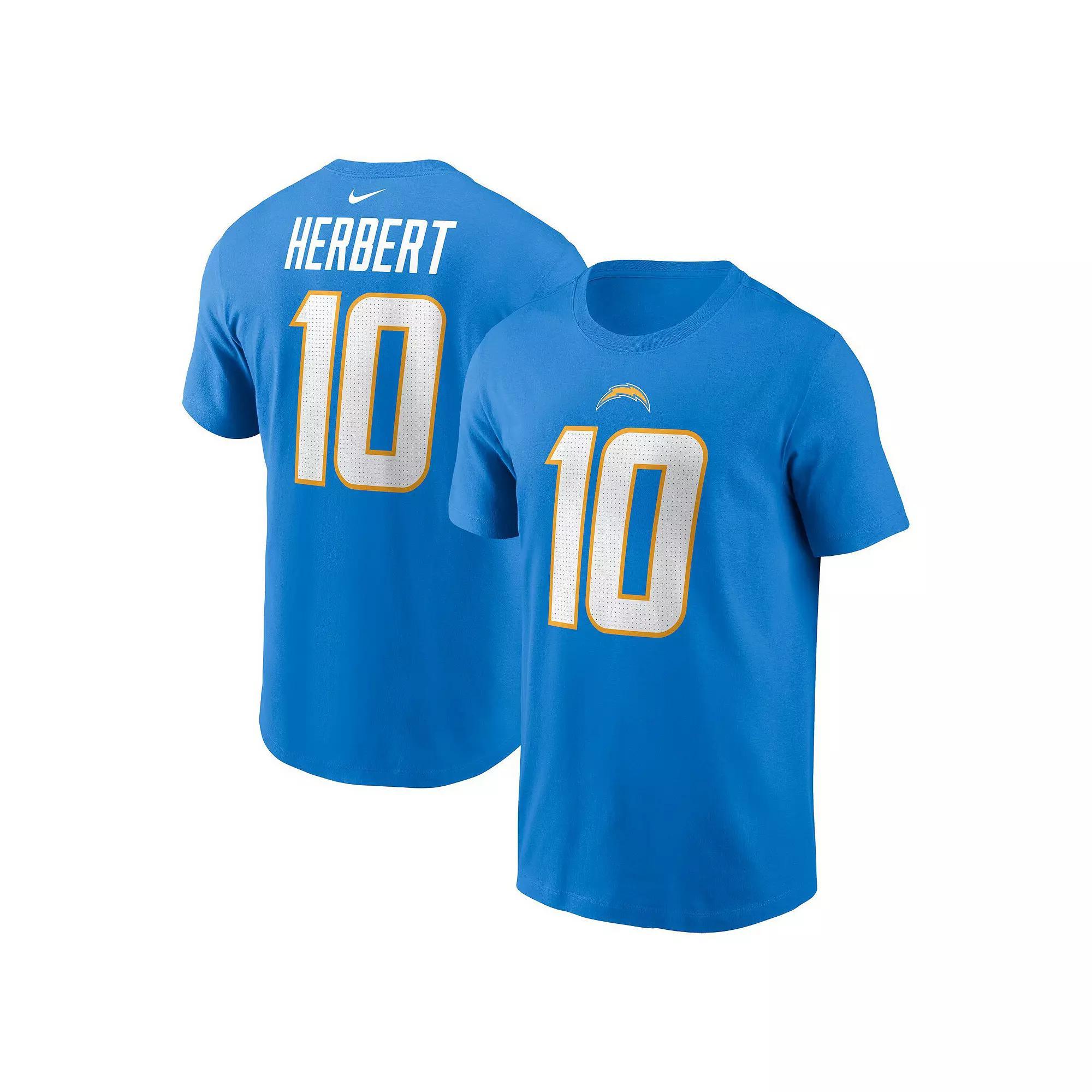 Men's Nike Justin Herbert Powder Blue Los Angeles Chargers Player Name & Number T-Shirt, Size: XL, Light Product Image