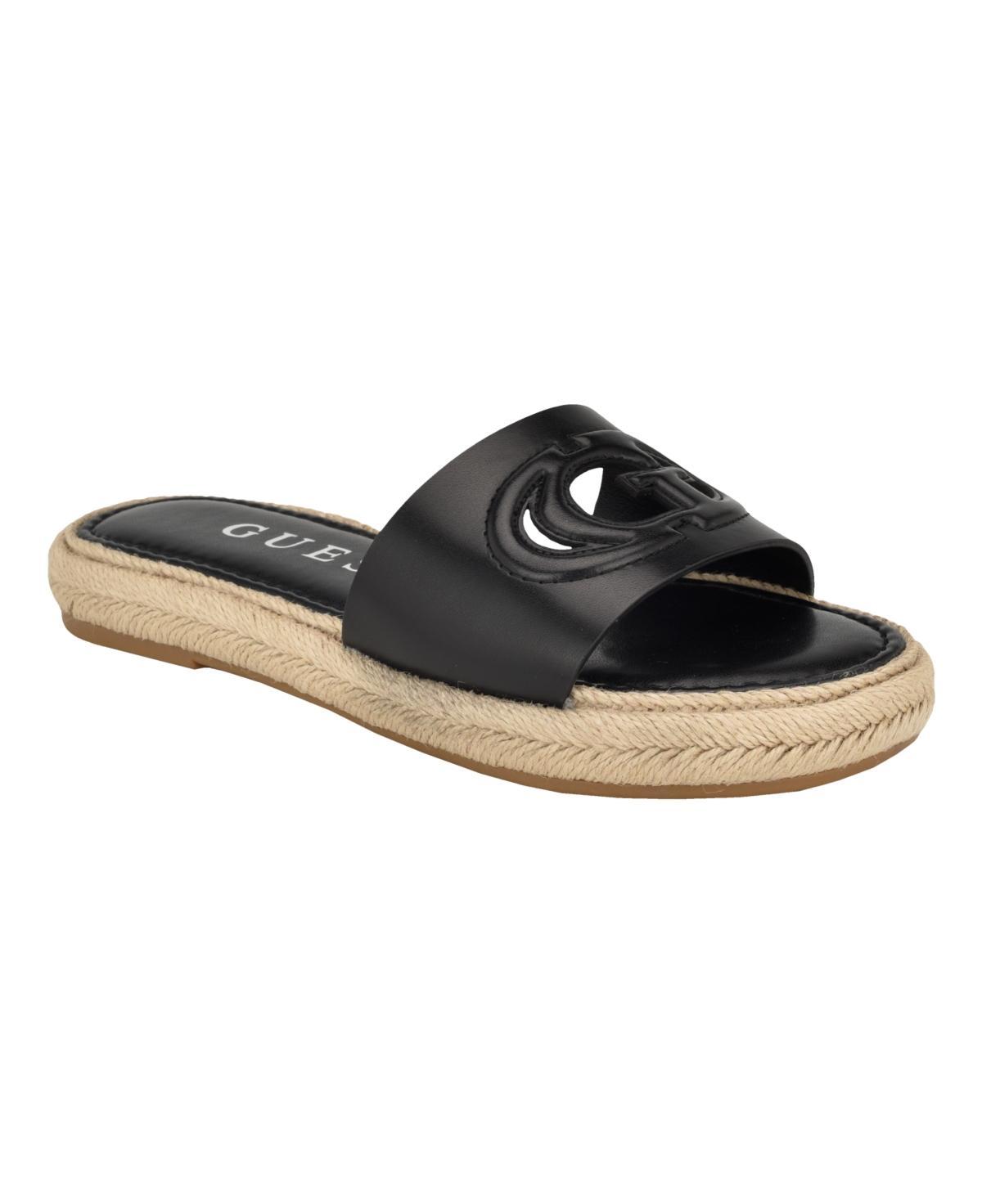 Guess Womens Katica Cut-Out Logo Espadrille Slide Sandals Product Image