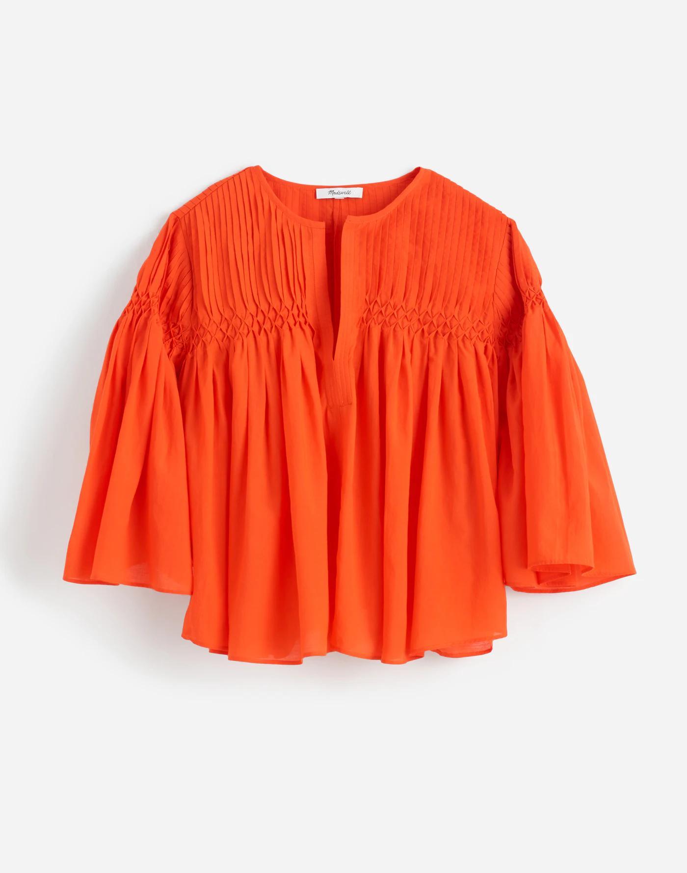 Pintucked Flutter-Sleeve Top Product Image