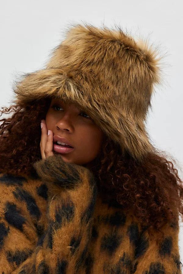 Fluffy Faux Fur Bucket Hat Womens at Urban Outfitters Product Image