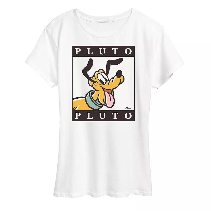 Disney's Pluto Women's Type Block Graphic Tee, Size: XXL, White Product Image