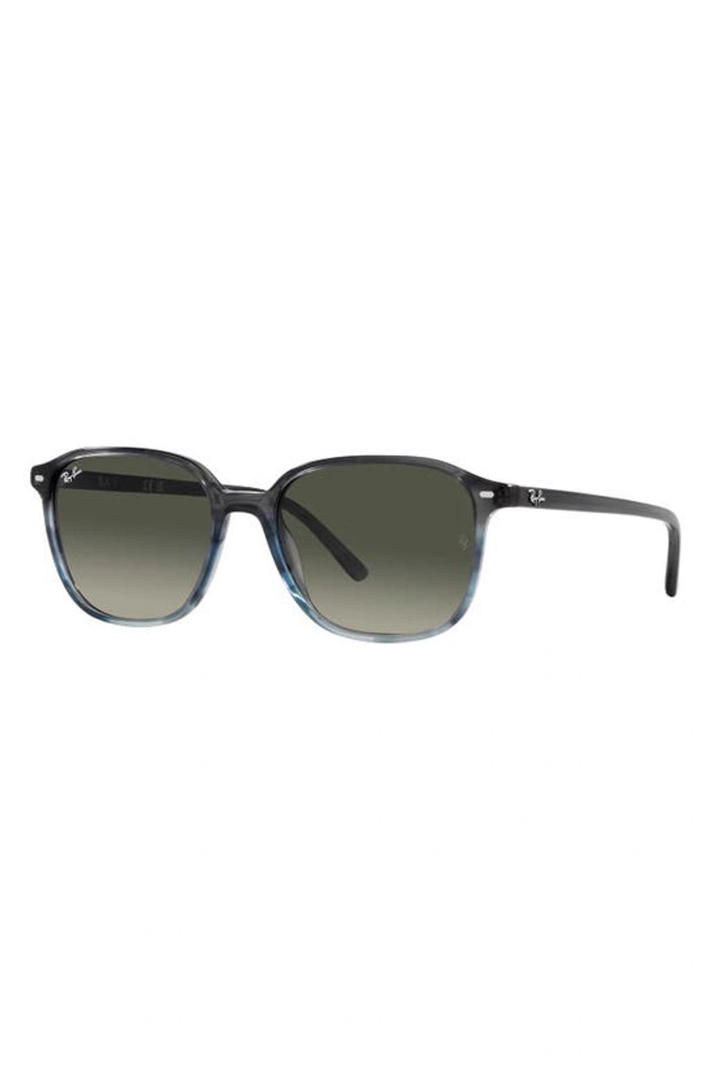 RAY BAN Leonard Sunglasses Striped Grey & Blue Frame Grey Lenses 51-18 Product Image