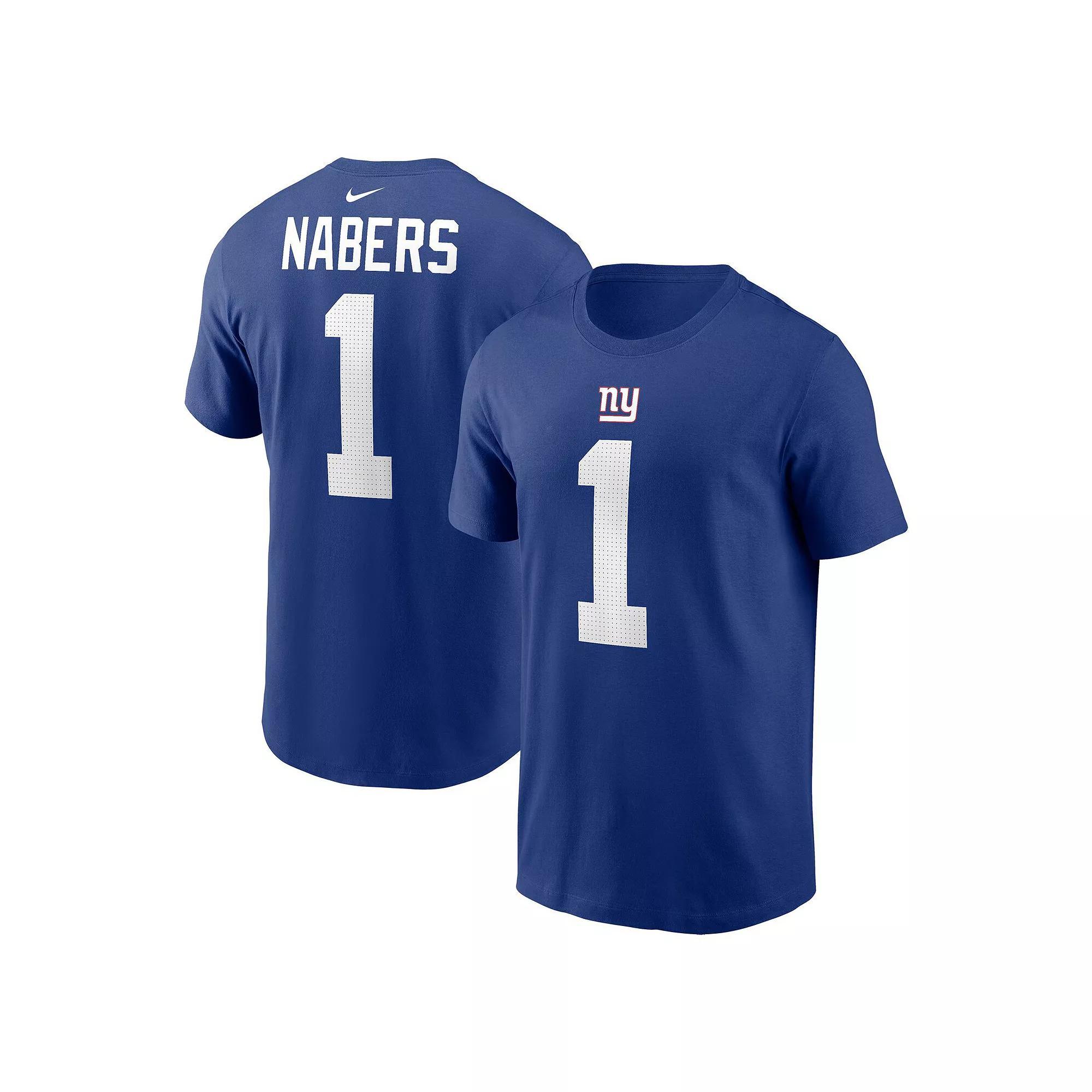 Men's Nike Malik Nabers Royal New York Giants Name & Number T-Shirt,  Product Image