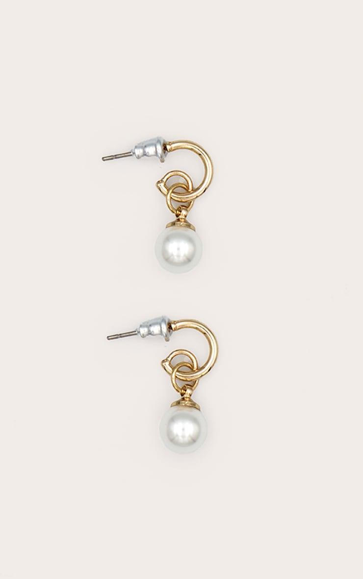 Dainty Mini Pearl Hoop Earrings Product Image