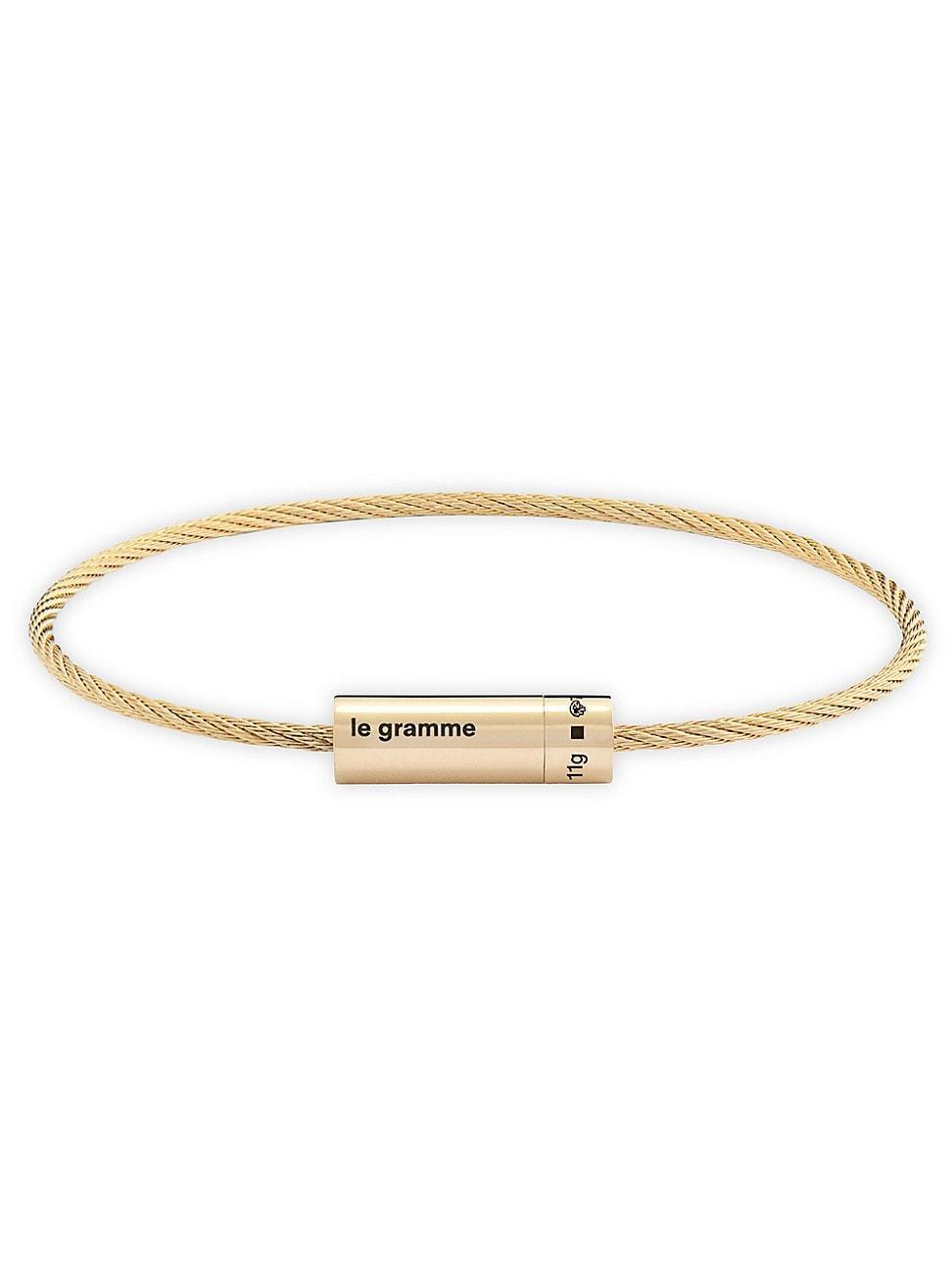 Mens Unisex 11G Polished 18K Yellow Gold Cable Bracelet Product Image