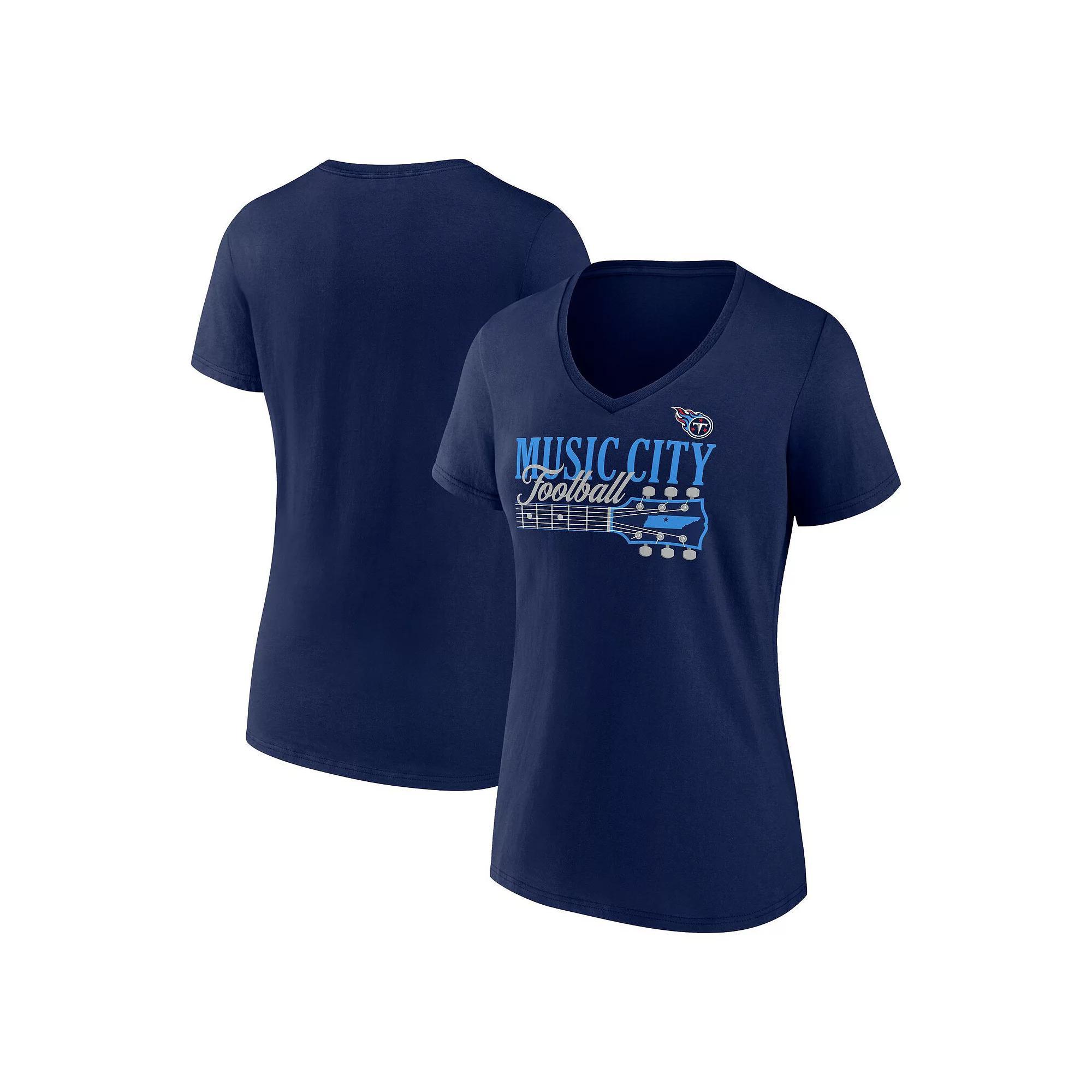 Women's Fanatics Navy Tennessee Titans Hometown Defensive Stand V-Neck T-Shirt,  Product Image
