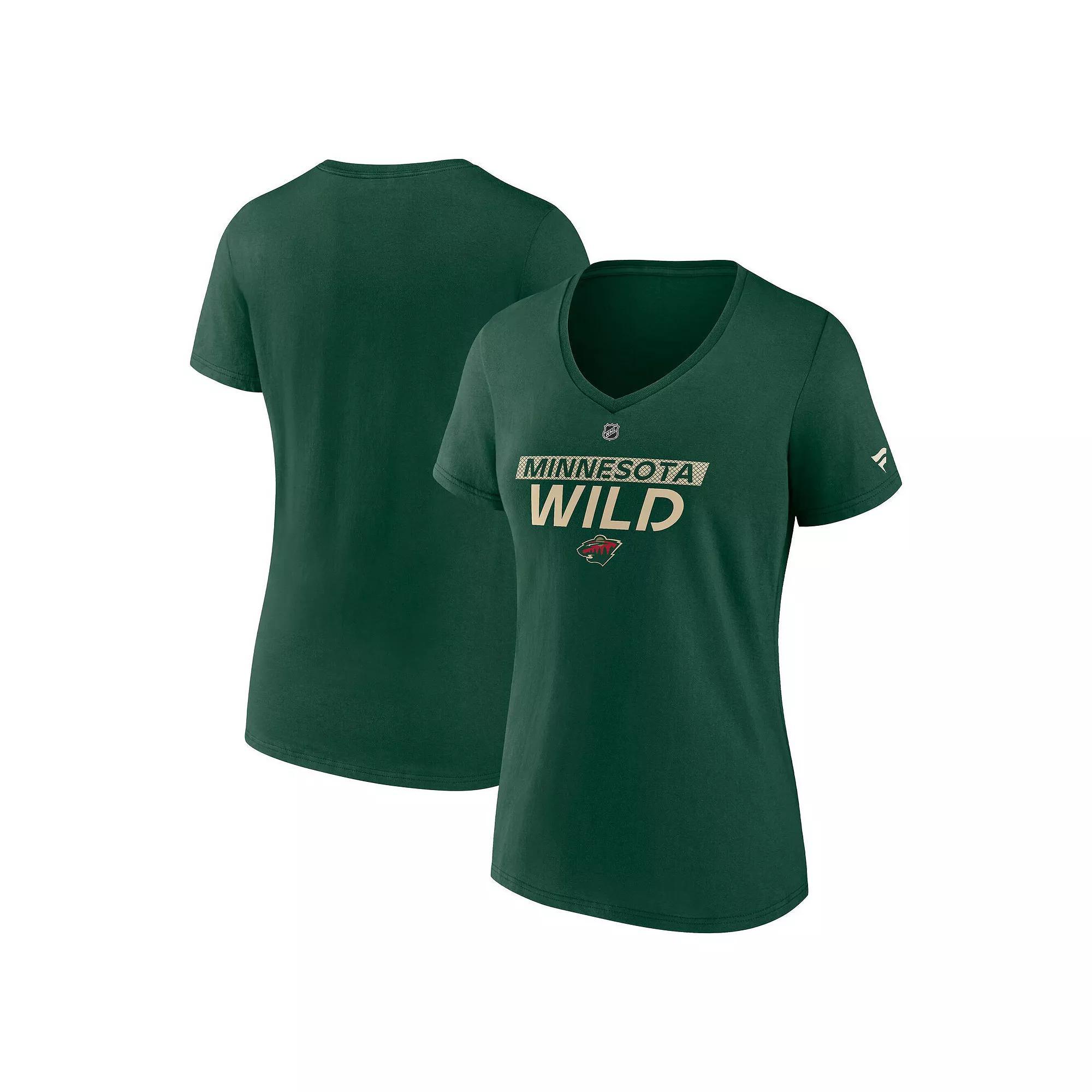 Women's Fanatics Green Minnesota Wild Authentic Pro Core Primary V-Neck T-Shirt,  Product Image