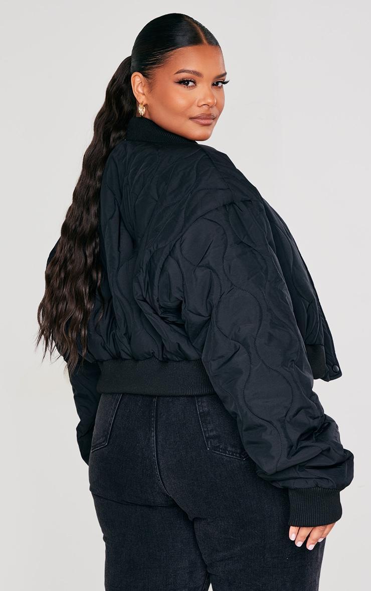 Plus Black Panel Bomber Jacket Product Image