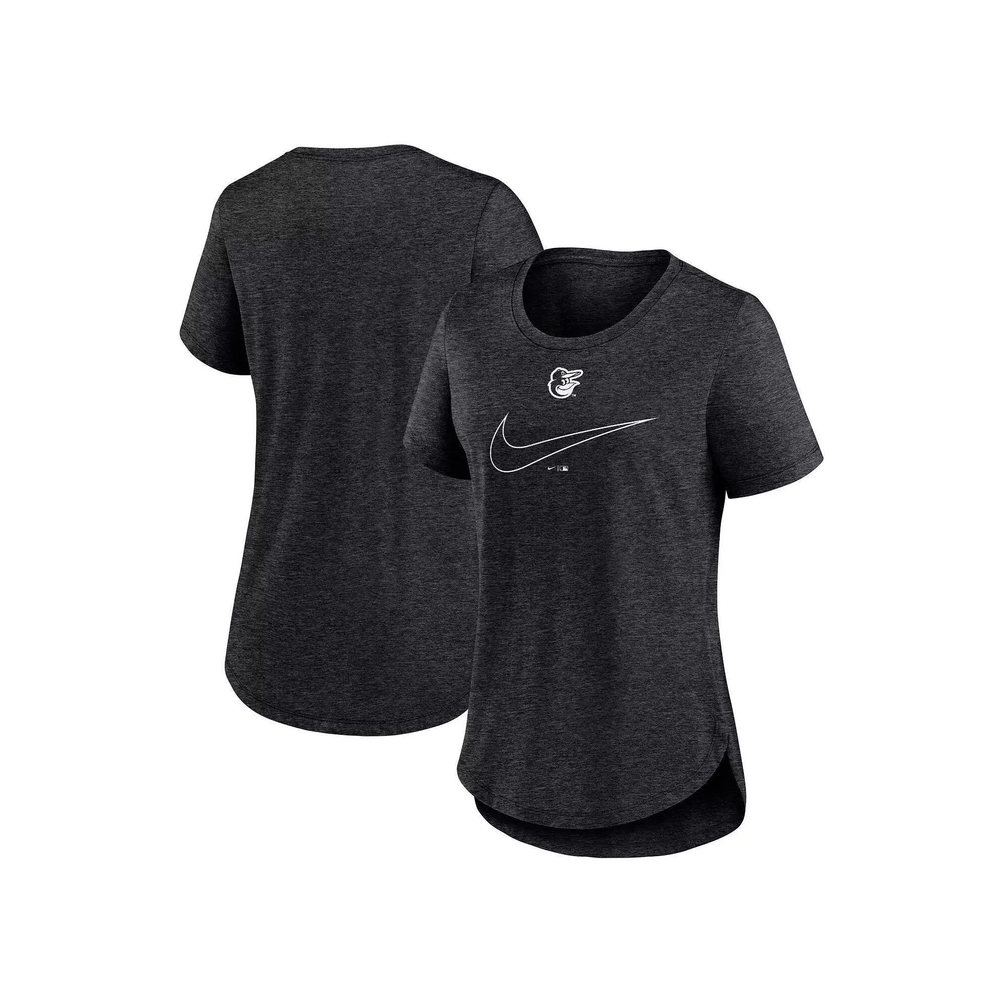 Women's Nike Heather Red Los Angeles Angels Knockout Team Stack Tri-Blend T-Shirt,  Product Image